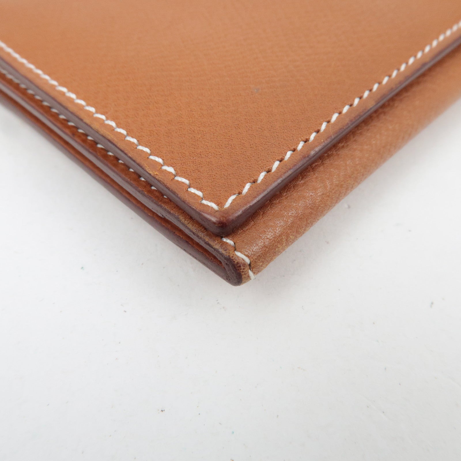 HERMES Bearn Dupli Veau-Epsom Wallet □J Stamp (2006) Brown