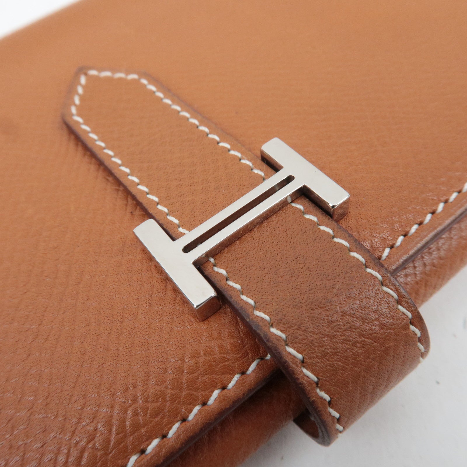 HERMES Bearn Dupli Veau-Epsom Wallet □J Stamp (2006) Brown