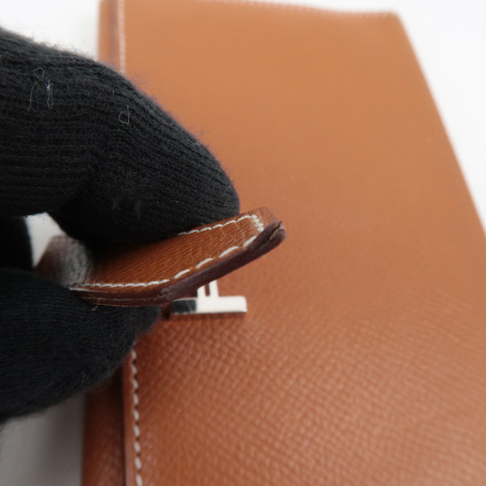 HERMES Bearn Dupli Veau-Epsom Wallet □J Stamp (2006) Brown