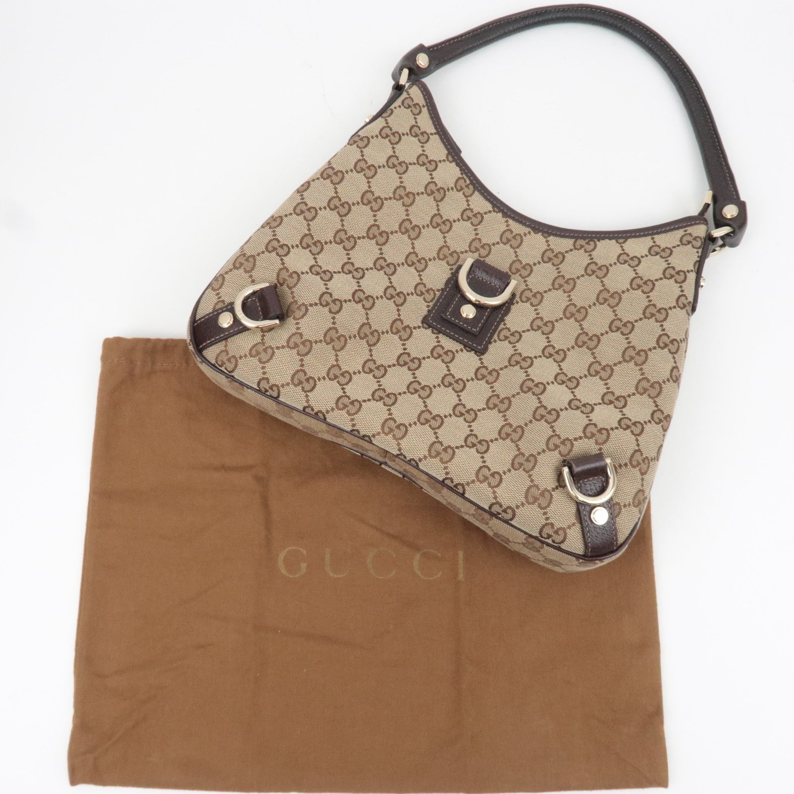 GUCCI Abby Shoulder Bag GG Canvas Leather Beige Brown 130738 *Dust bag