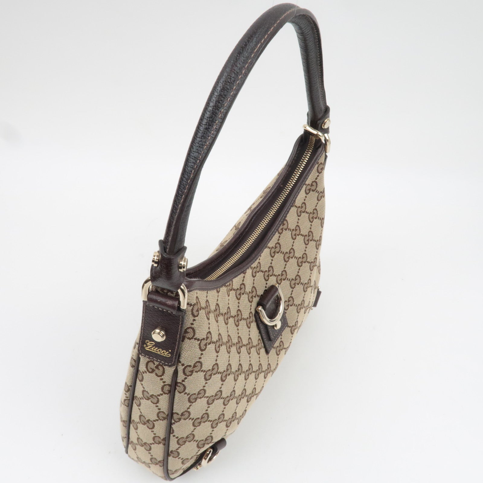 GUCCI Abby Shoulder Bag GG Canvas Leather Beige Brown 130738 *Dust bag