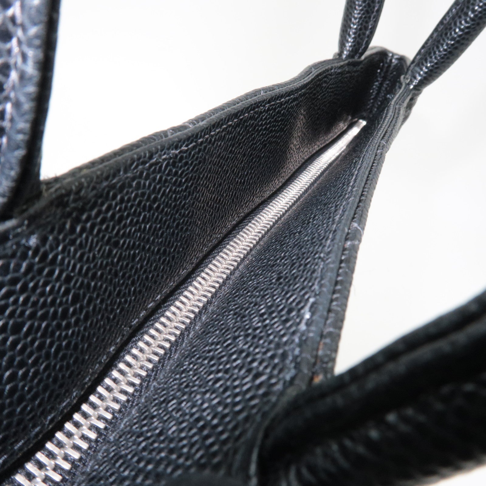 CHANEL Medallion Tote Bag Caviar Skin Black Silver HDW A01804 10031008