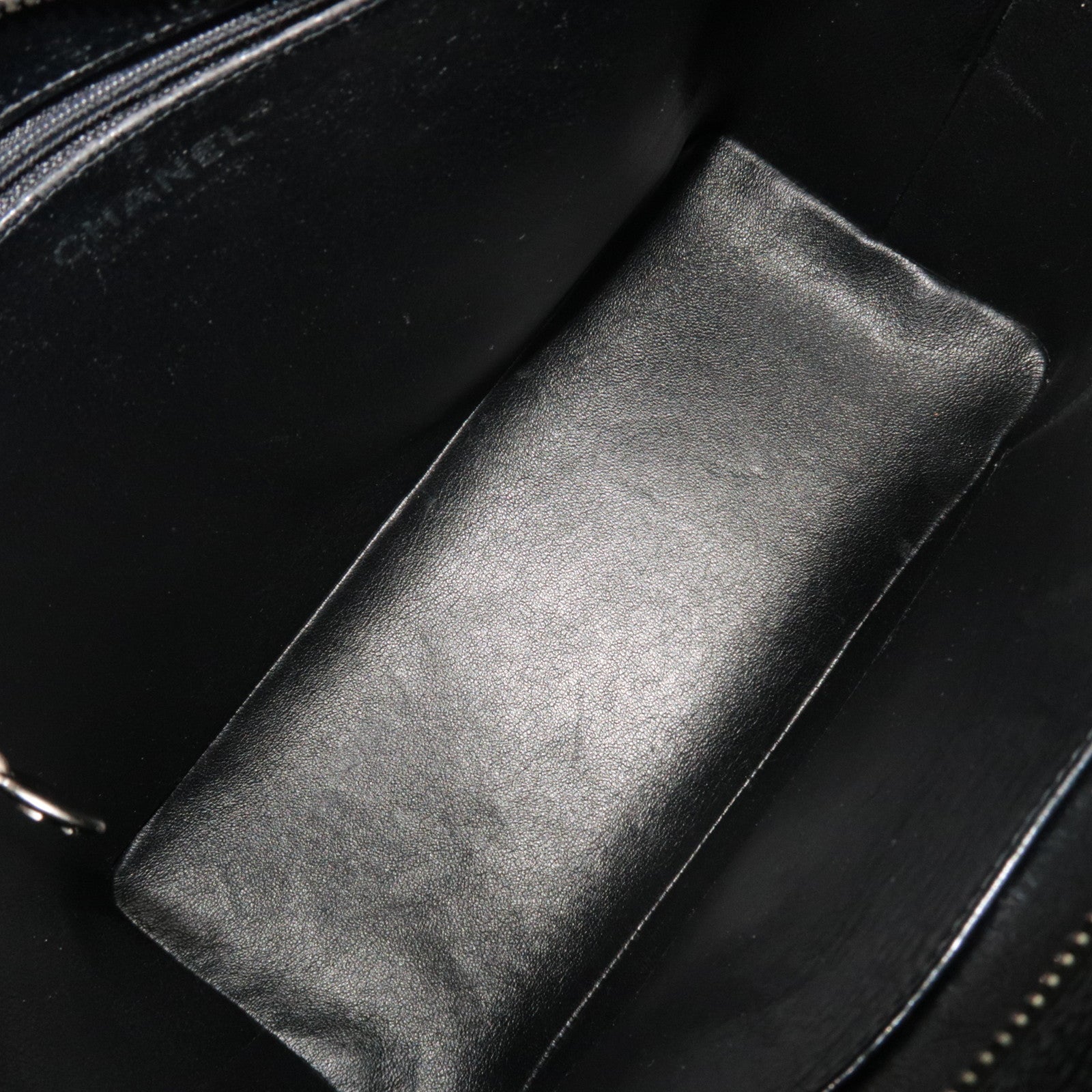 CHANEL Medallion Tote Bag Caviar Skin Black Silver HDW A01804 10031008