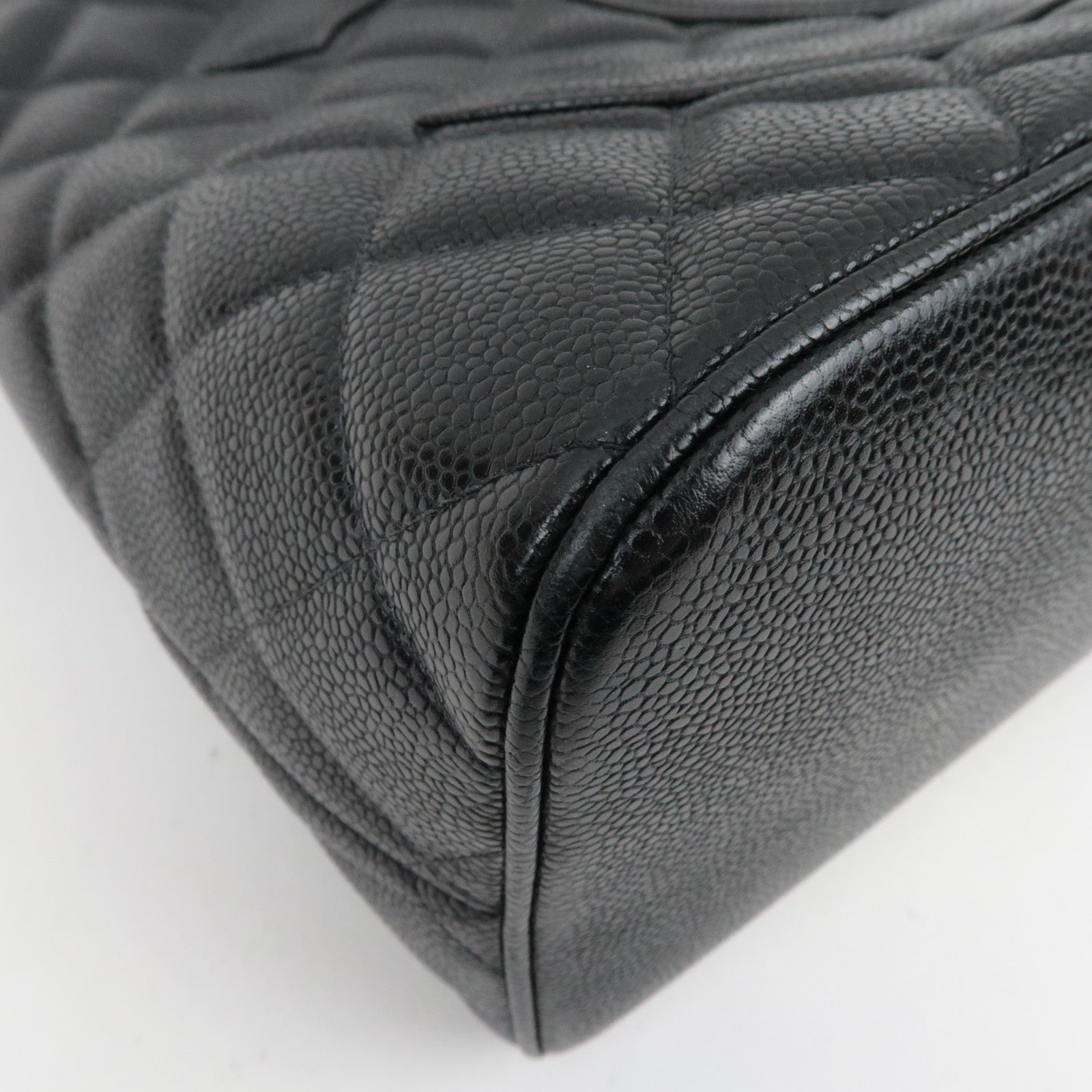 CHANEL Medallion Tote Bag Caviar Skin Black Silver HDW A01804 10031008