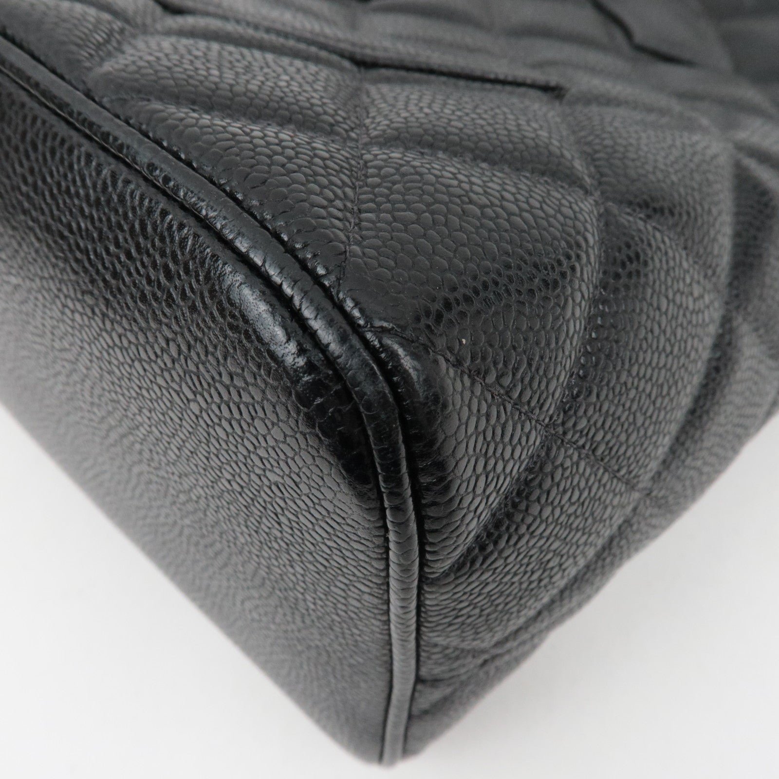 CHANEL Medallion Tote Bag Caviar Skin Black Silver HDW A01804 10031008