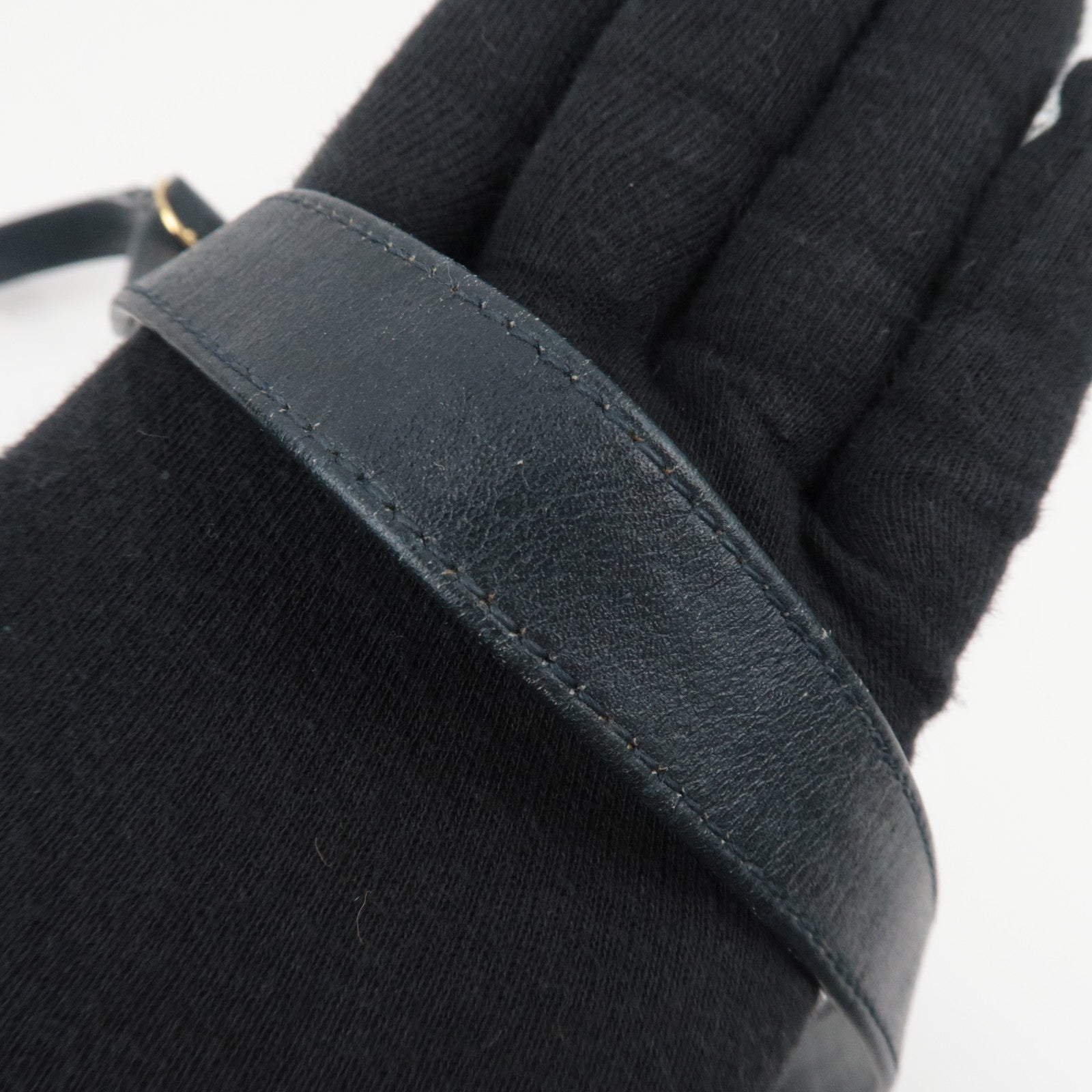 GUCCI Old Gucci GG Plus Leather Shoulder Bag Navy Beige