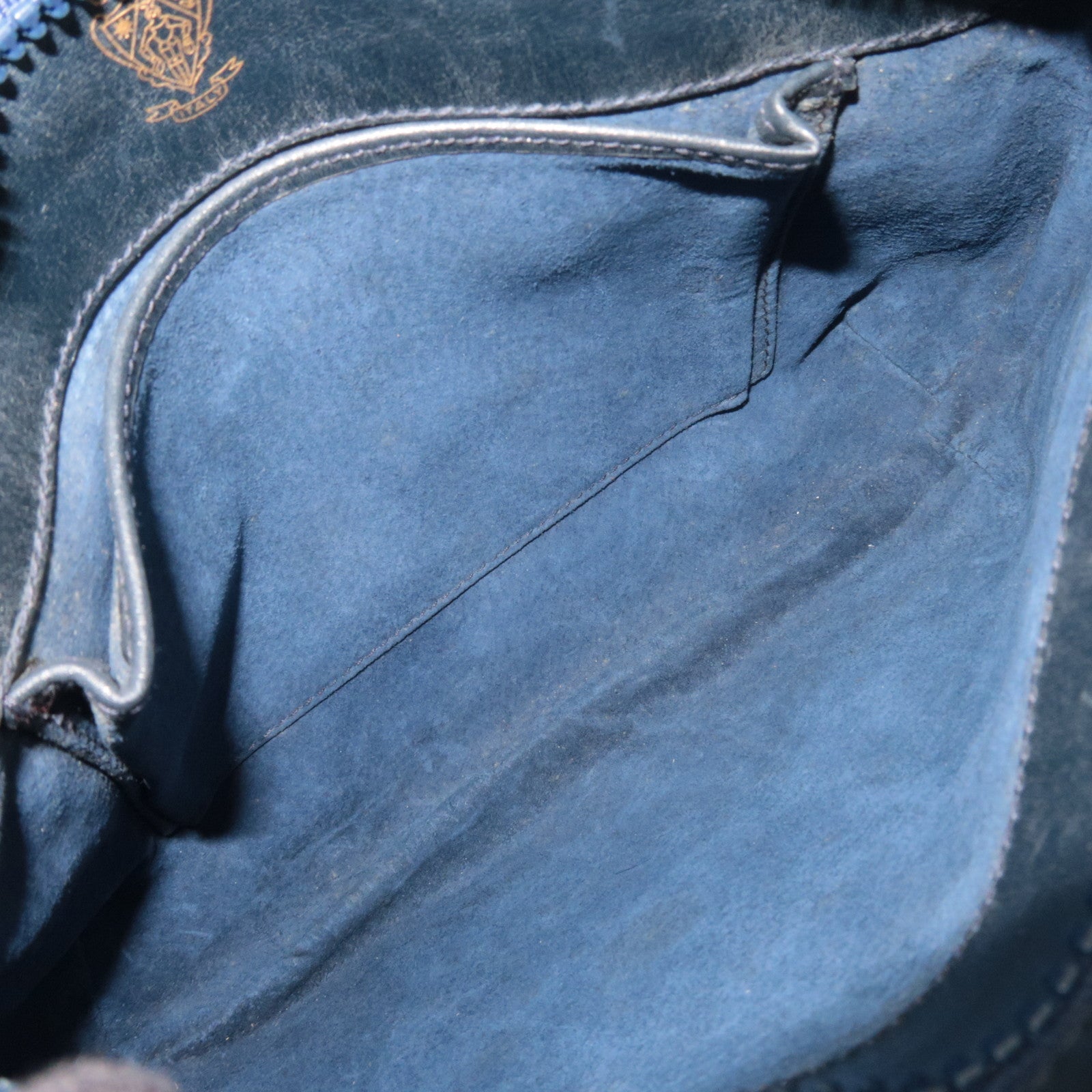 GUCCI Old Gucci GG Plus Leather Shoulder Bag Navy Beige