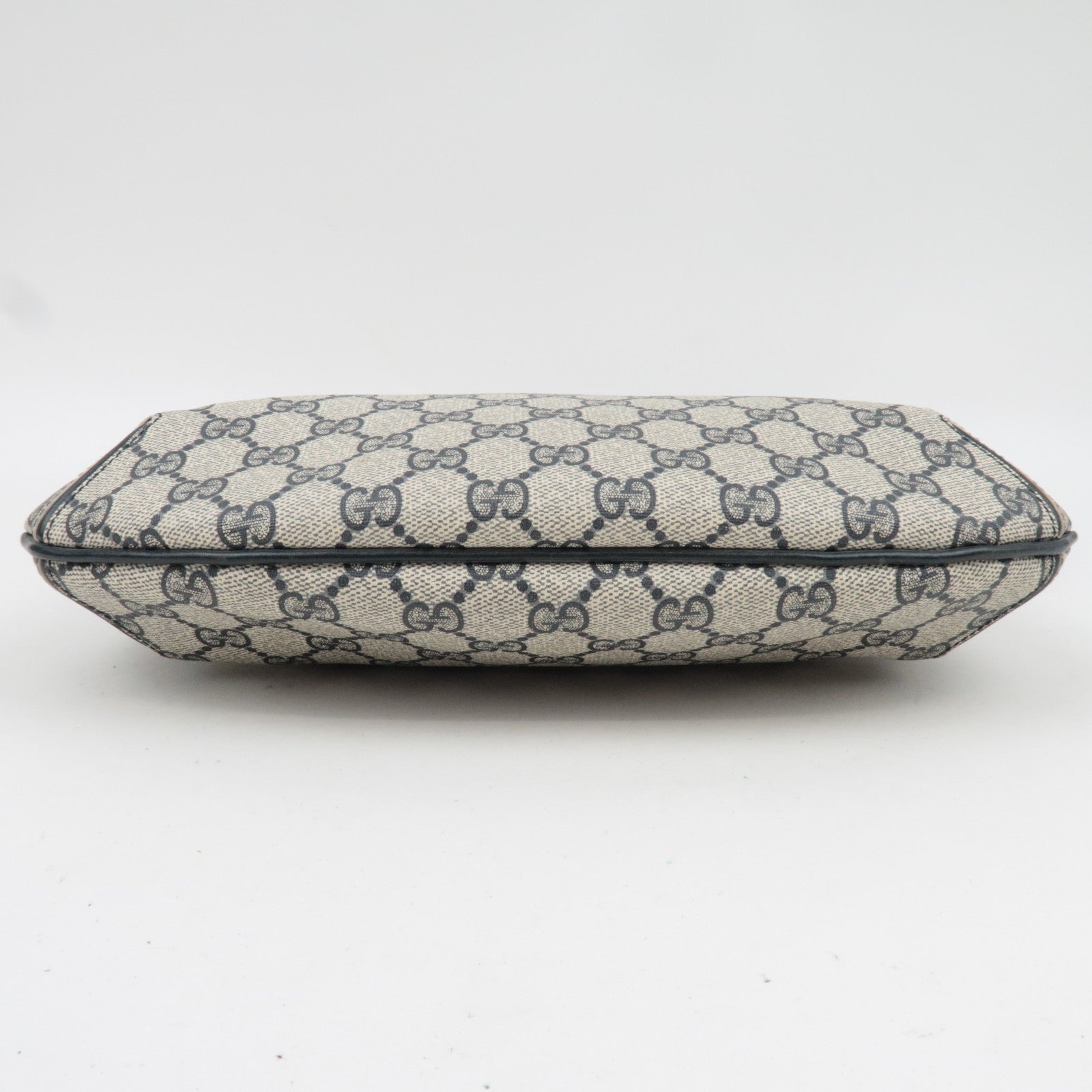 GUCCI Old Gucci GG Plus Leather Shoulder Bag Navy Beige