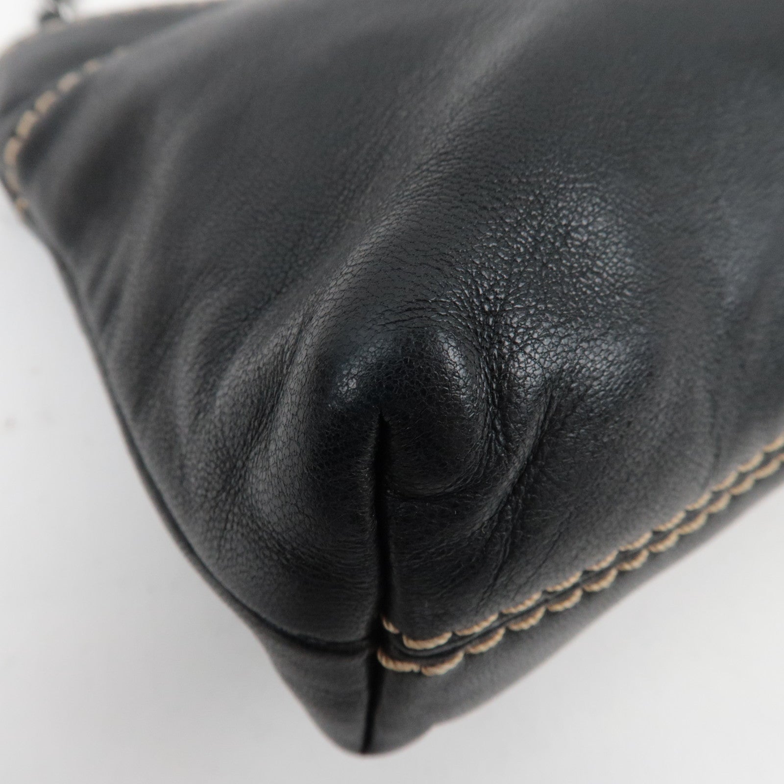 CHANEL Logo Chain Shoulder Bag Lambskin Black Silver HDW 9286794