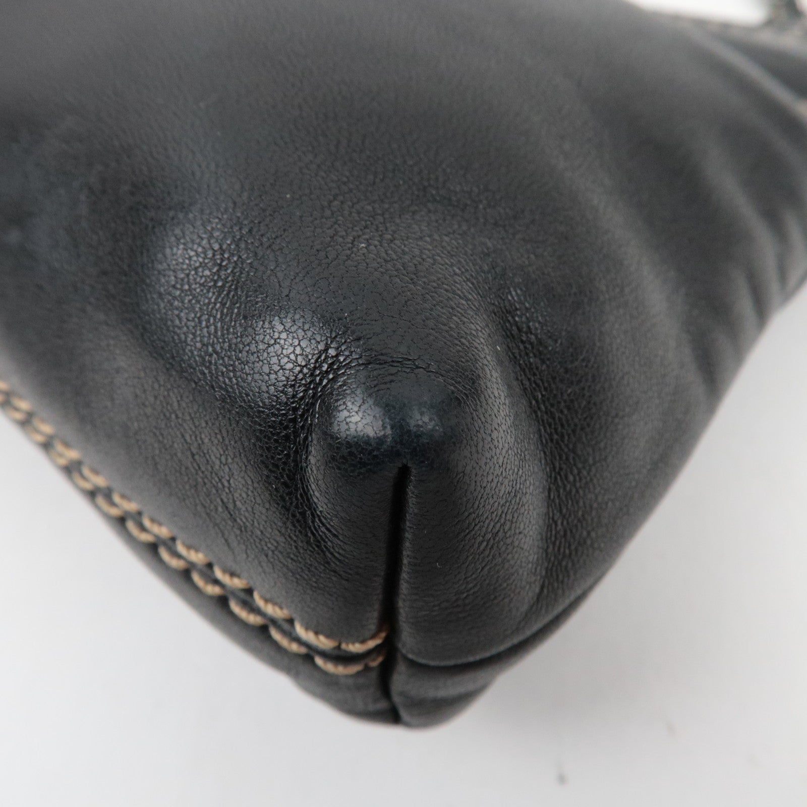 CHANEL Logo Chain Shoulder Bag Lambskin Black Silver HDW 9286794