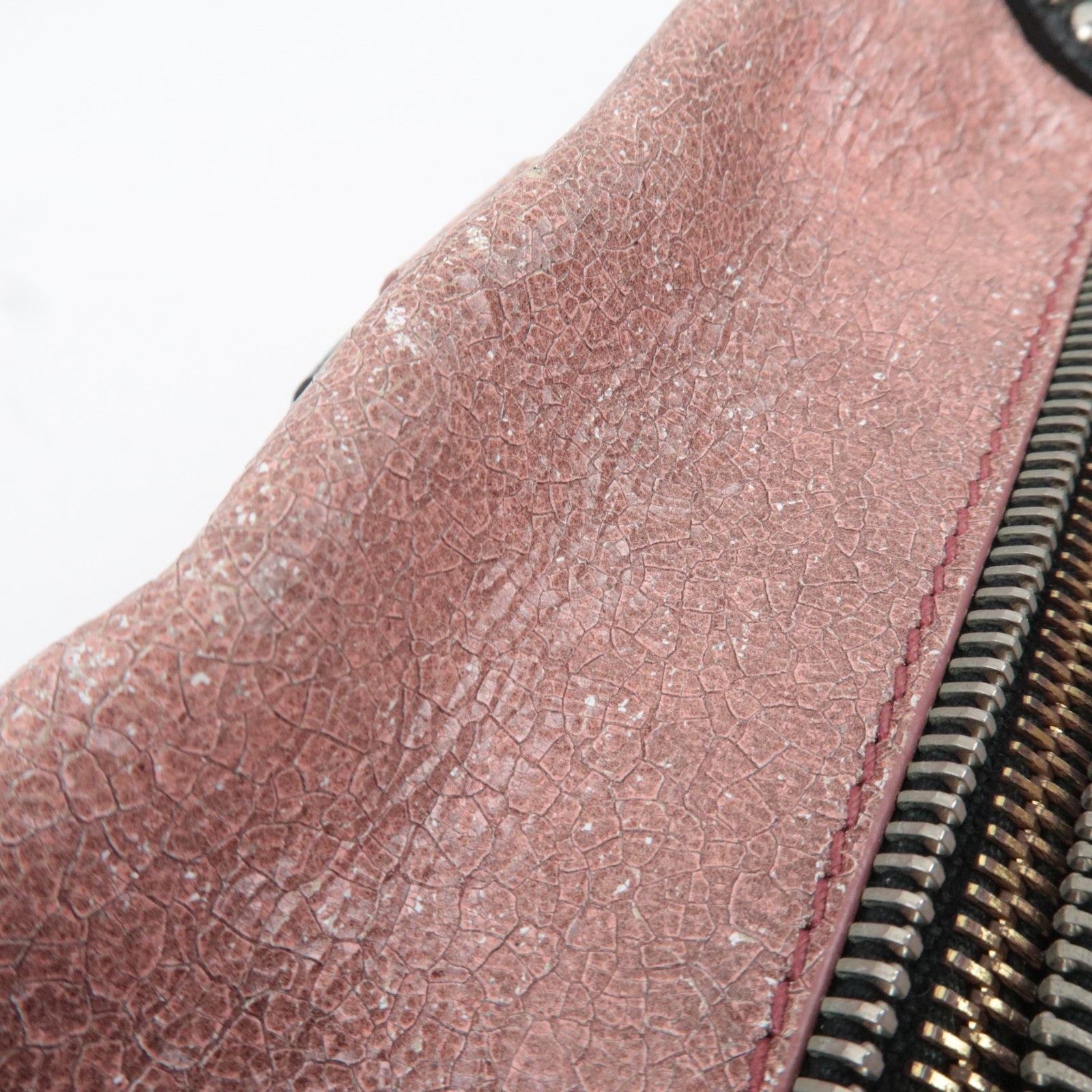 PRADA Studded 2Way Craquele Leather Handbag Pink Black *Dust Bag, Strap