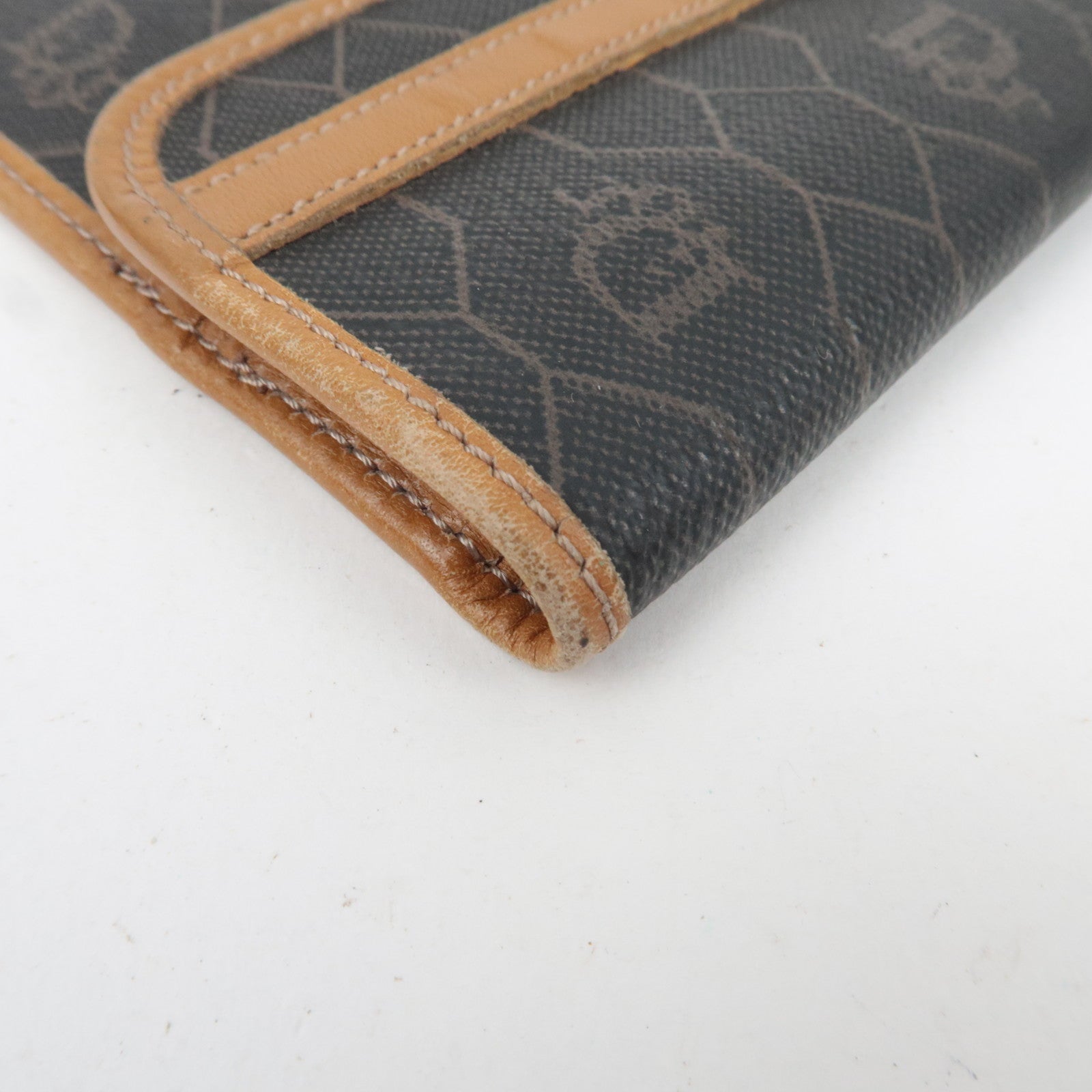 Christian Dior Honeycomb PVC Leather Pouch Black Brown