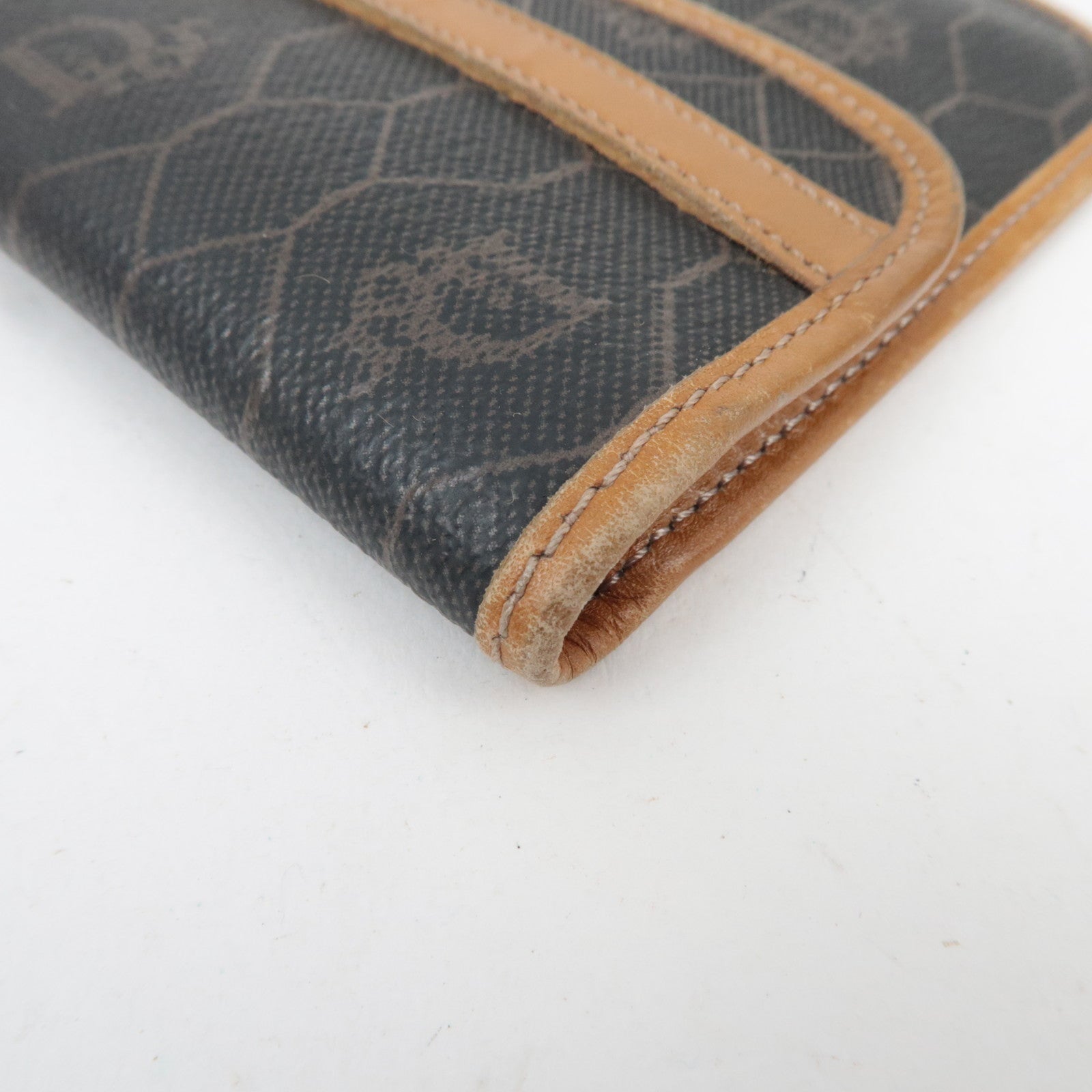 Christian Dior Honeycomb PVC Leather Pouch Black Brown