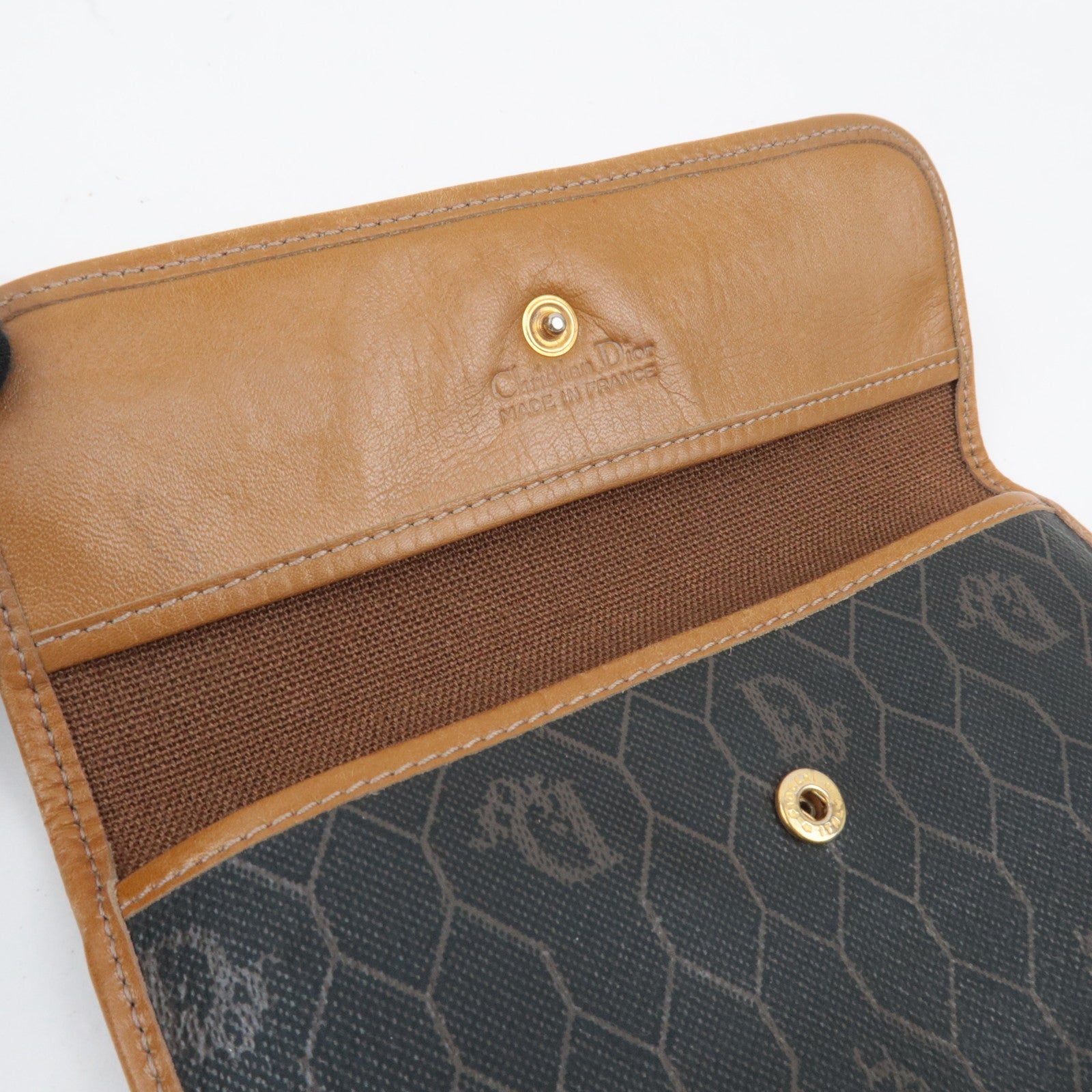 Christian Dior Honeycomb PVC Leather Pouch Black Brown