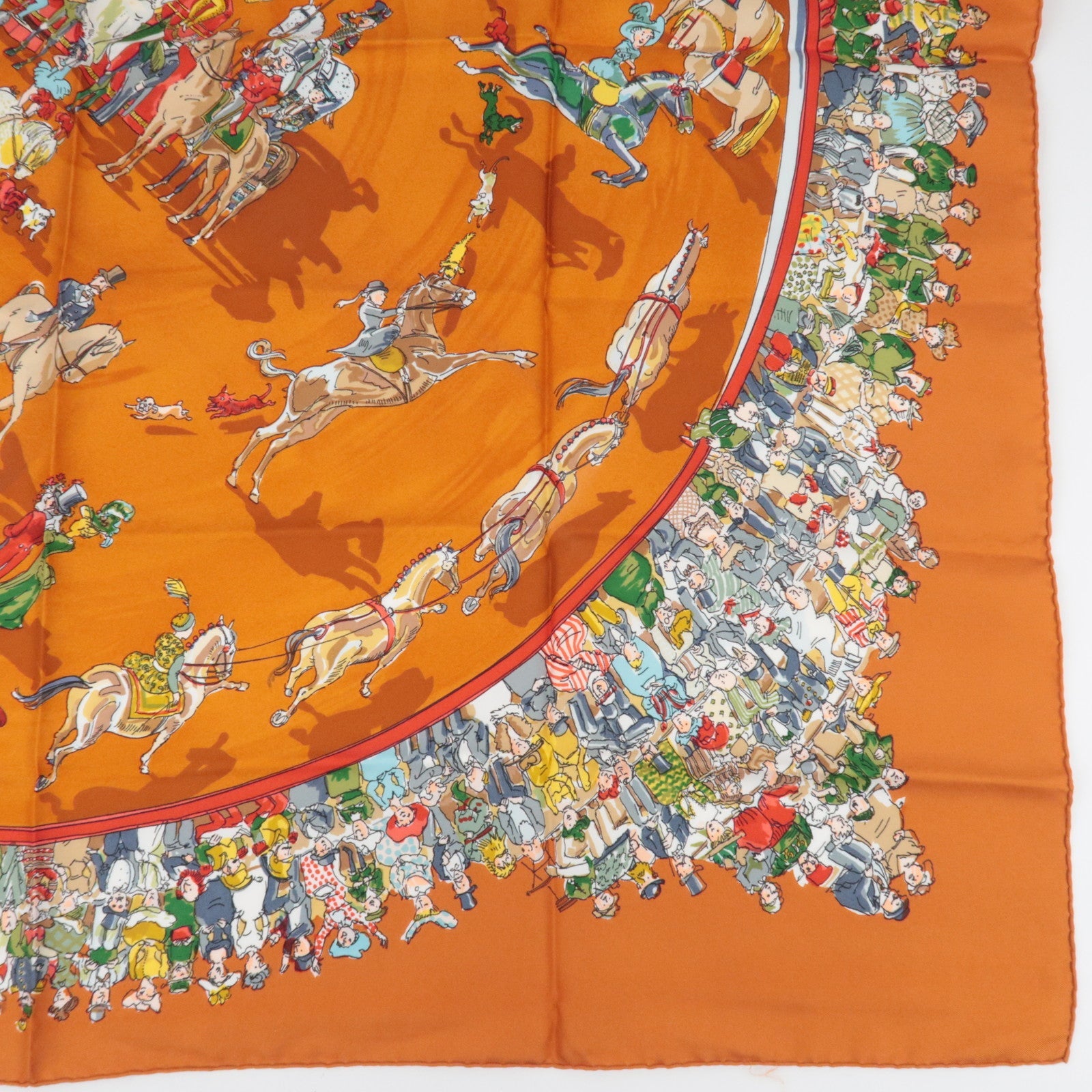 HERMES Carre 90 Scarf CIRQUE MOLIER 100% Silk Brown