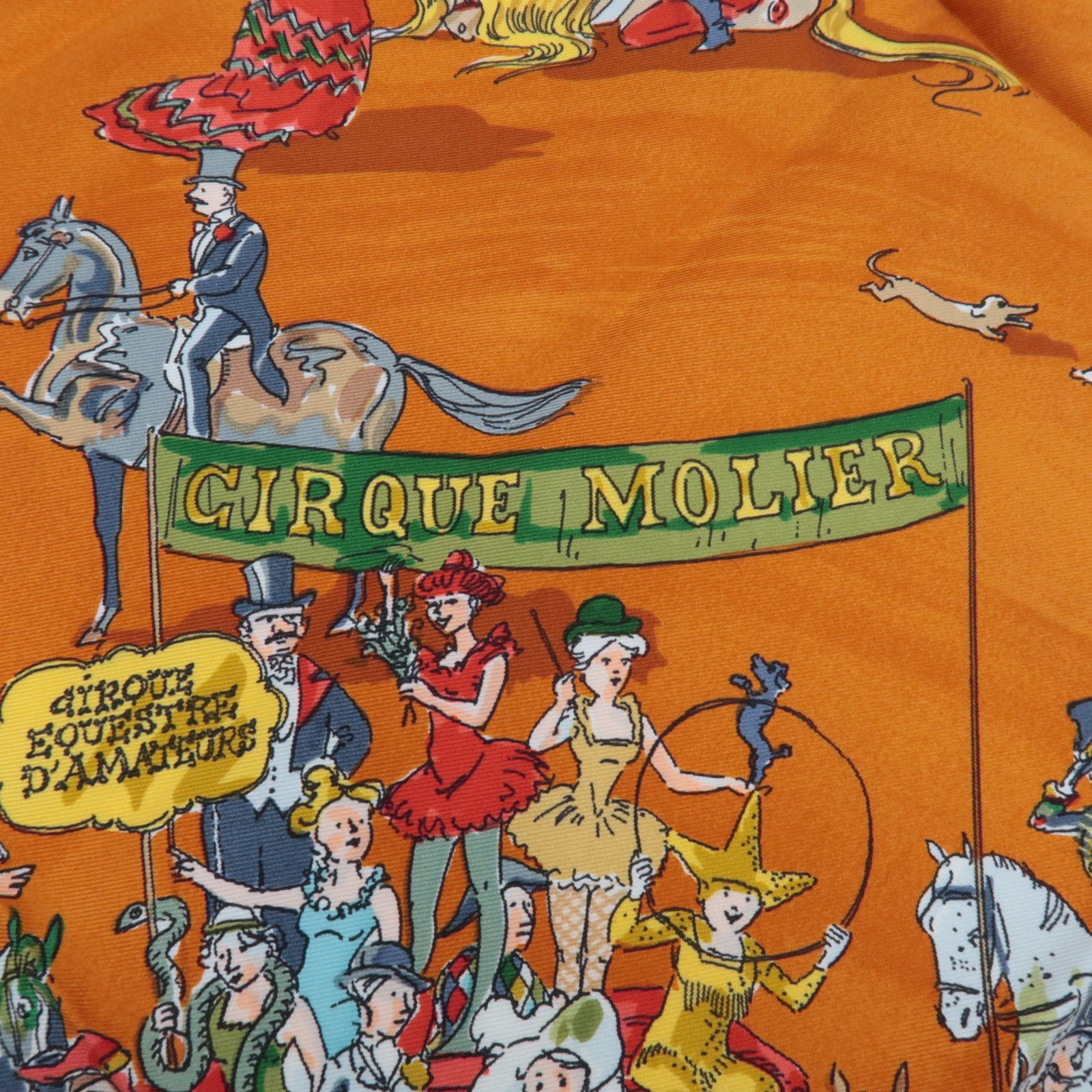 HERMES Carre 90 Scarf CIRQUE MOLIER 100% Silk Brown