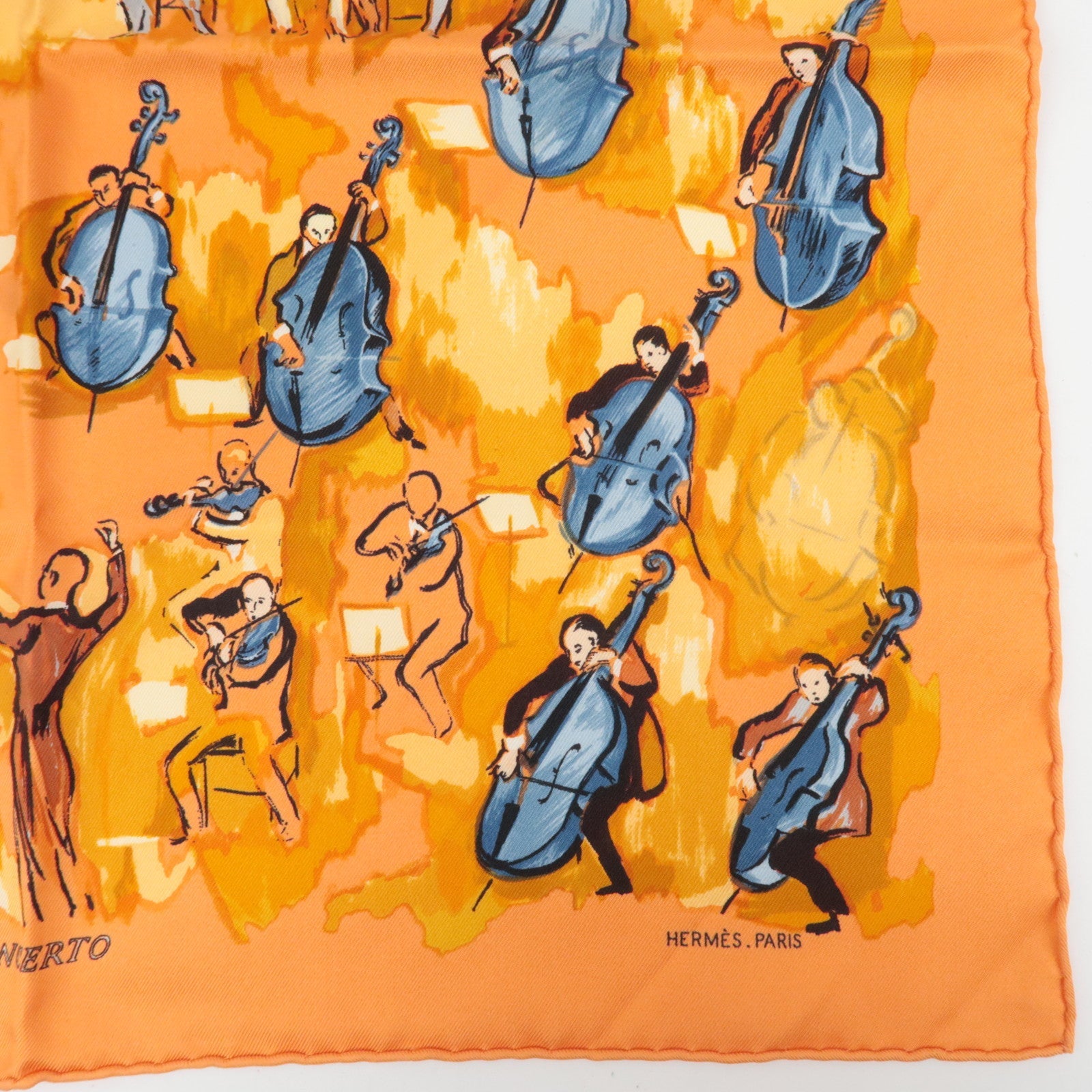 HERMES Petit Carre Carre 40 Scarf CONCERTO 100% Silk Orange