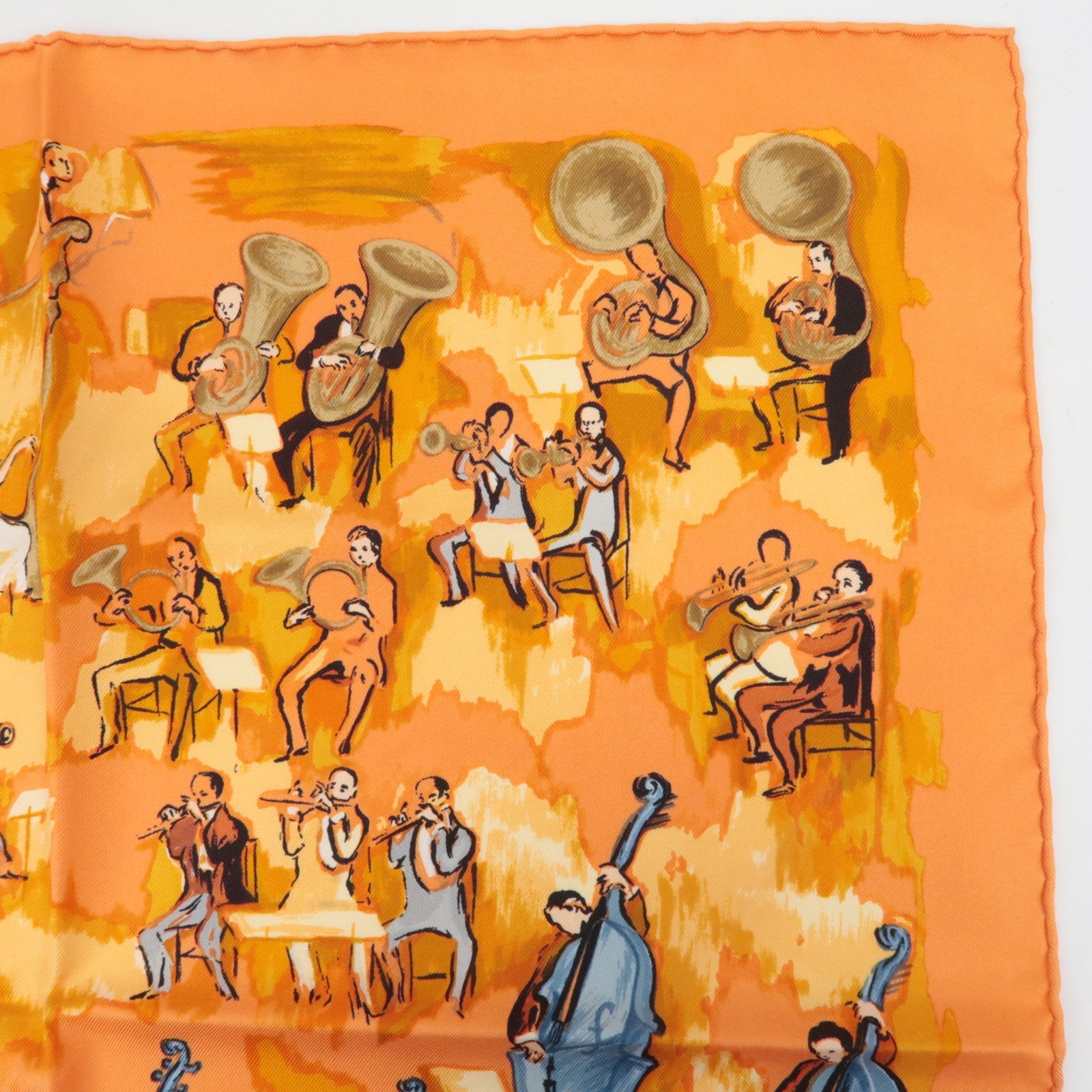 HERMES Petit Carre Carre 40 Scarf CONCERTO 100% Silk Orange