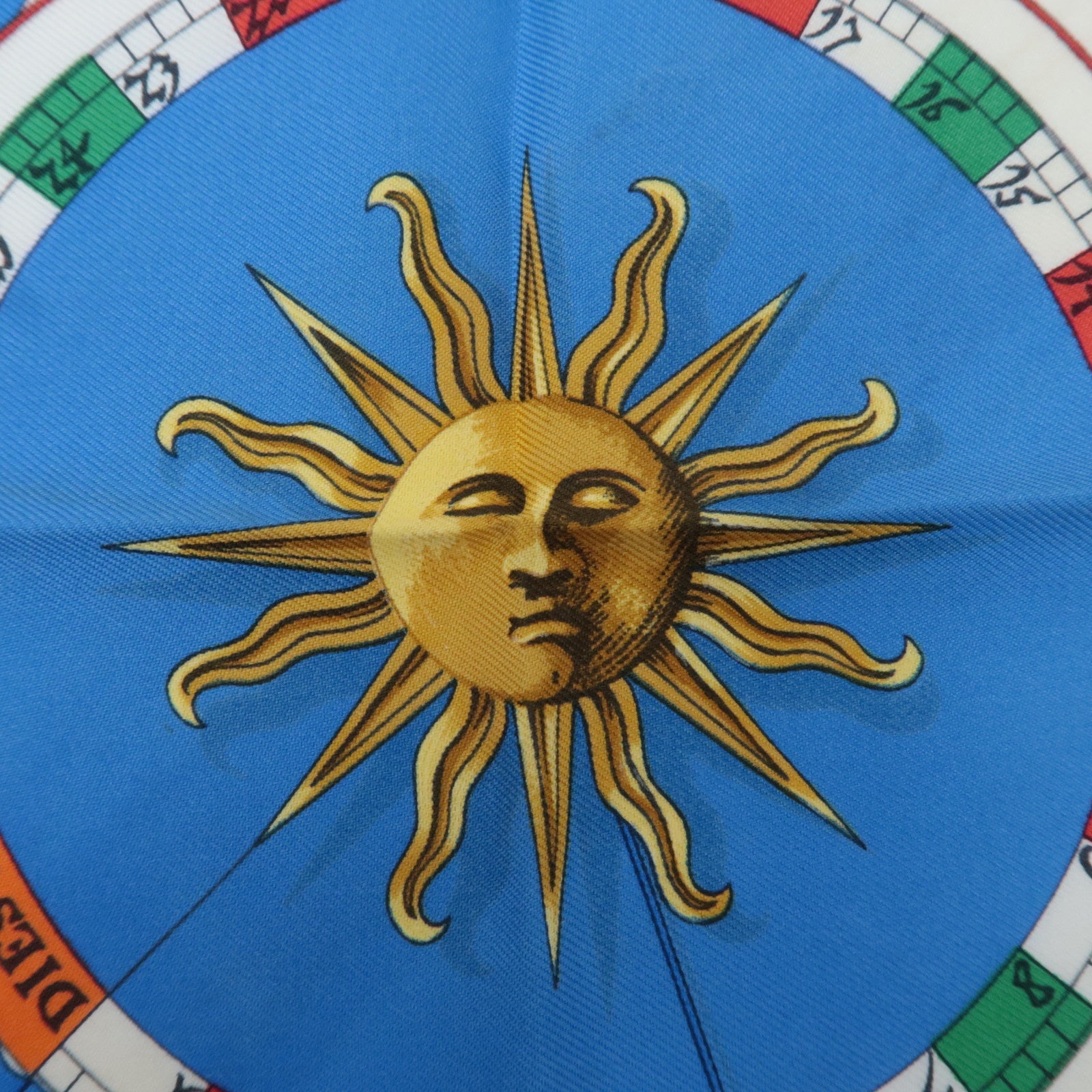 HERMES Petit Carre Carre 40 Scarf Astrology Print 100% Silk Blue