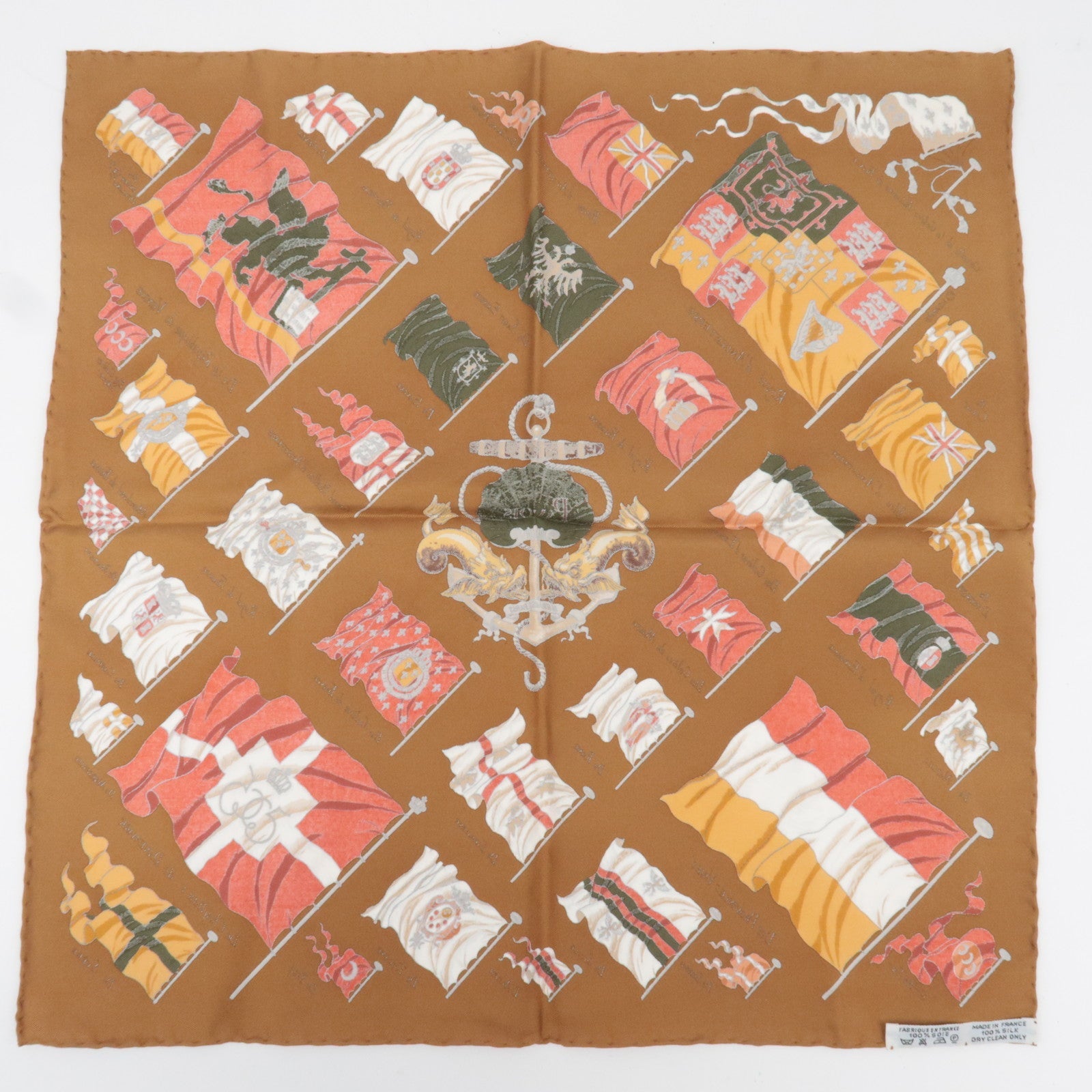 HERMES Petit Carre Carre 40 Scarf PAVOIS 100% Silk Brown