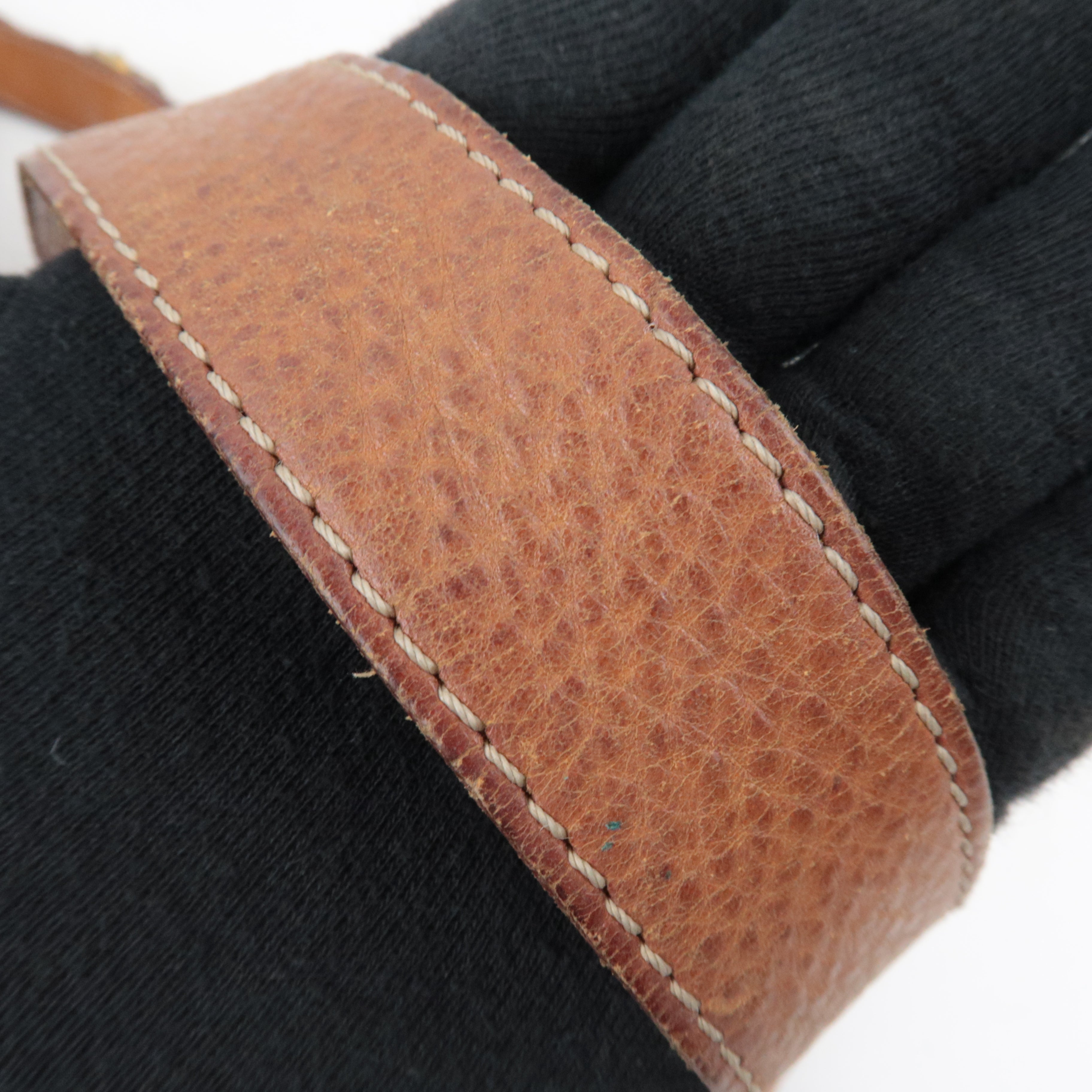 CELINE Macadam Drawstring Leather Shoulder Bag PVC Brown