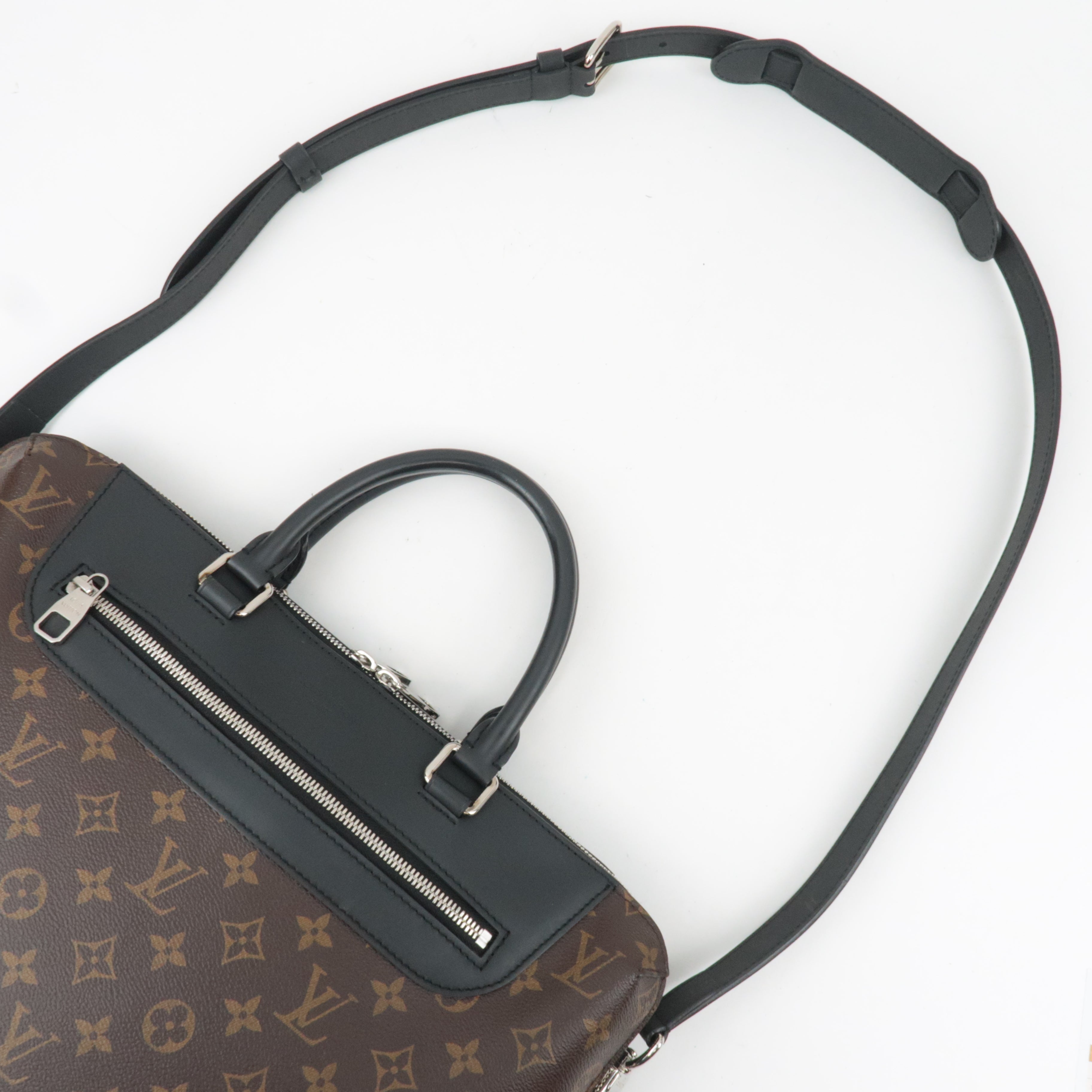 Louis Vuitton Monogram Macassar Porte Documents Jour 2Way Handbag M54019 CA4185 *Strap