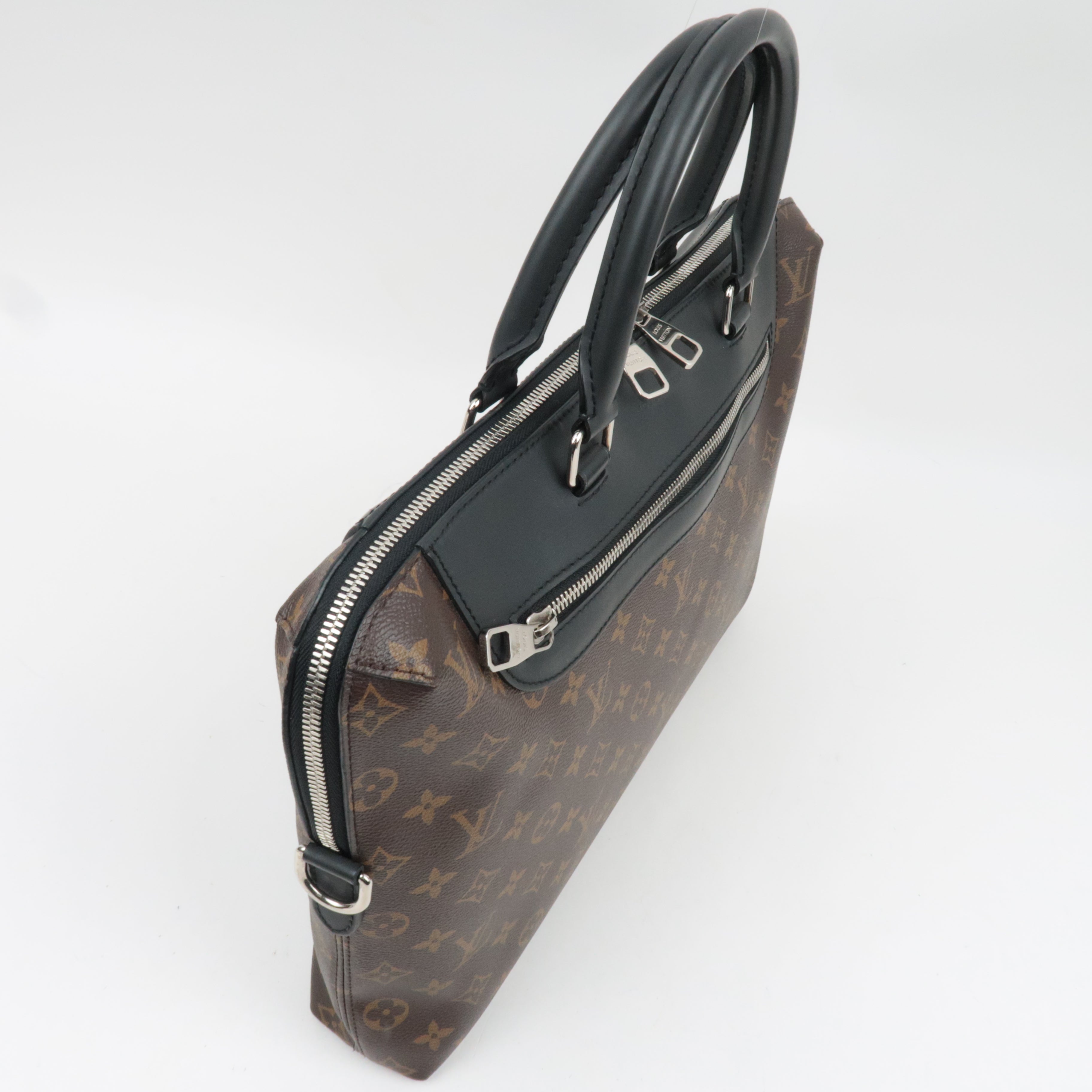 Louis Vuitton Monogram Macassar Porte Documents Jour 2Way Handbag M54019 CA4185 *Strap