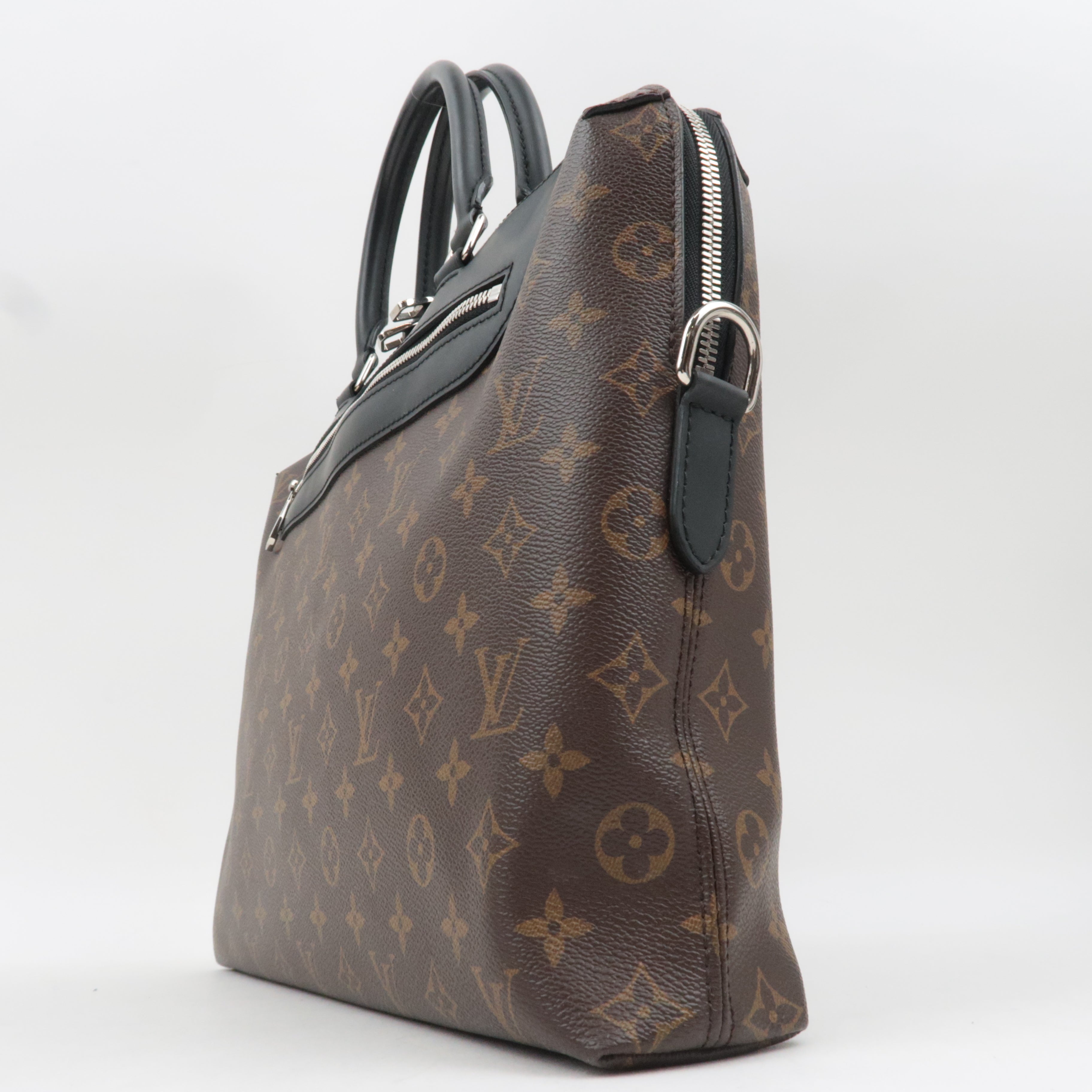 Louis Vuitton Monogram Macassar Porte Documents Jour 2Way Handbag M54019 CA4185 *Strap