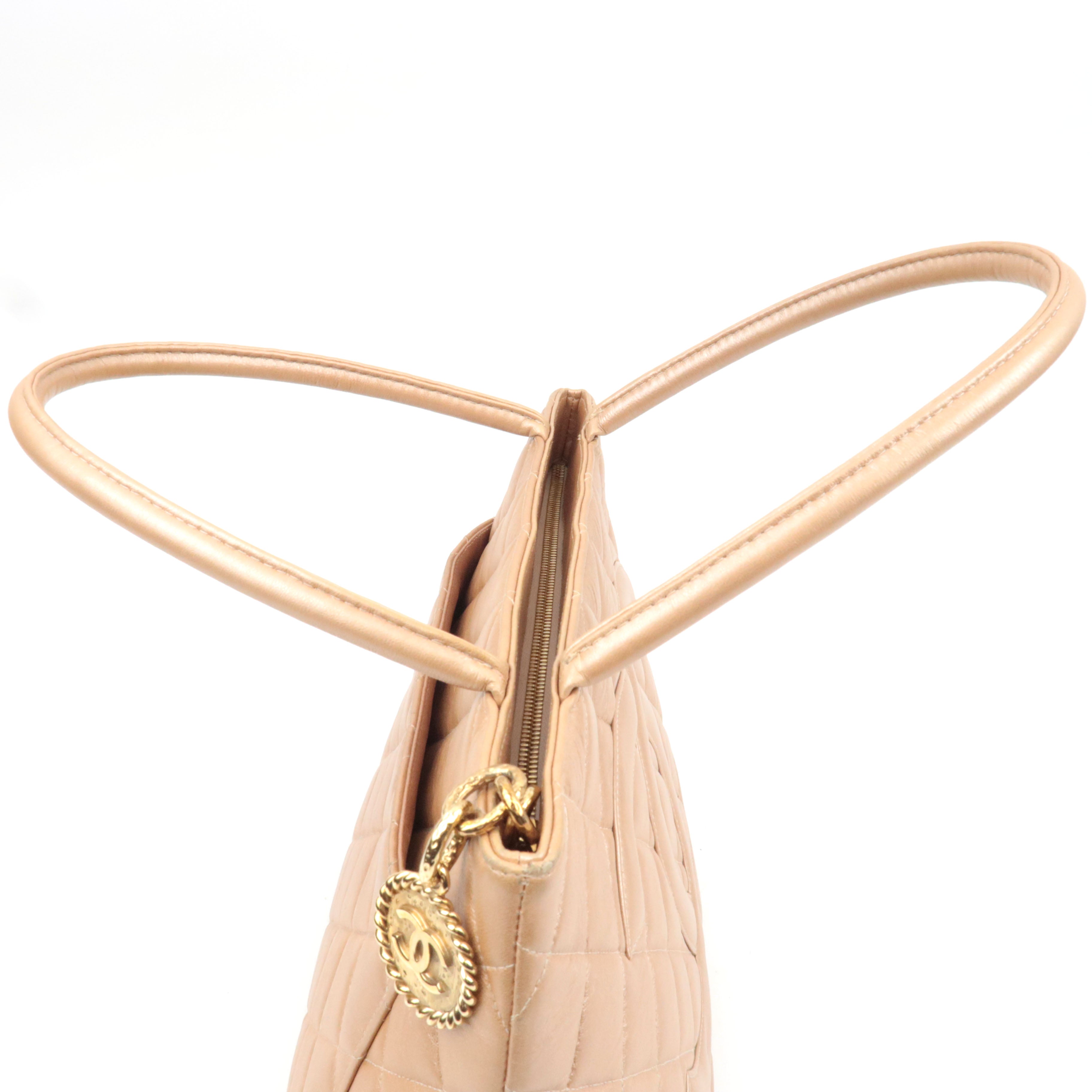 CHANEL Coco Mark Medallion Tote Bag Lambskin Champagne A01804 7505327 *G card, Dust bag