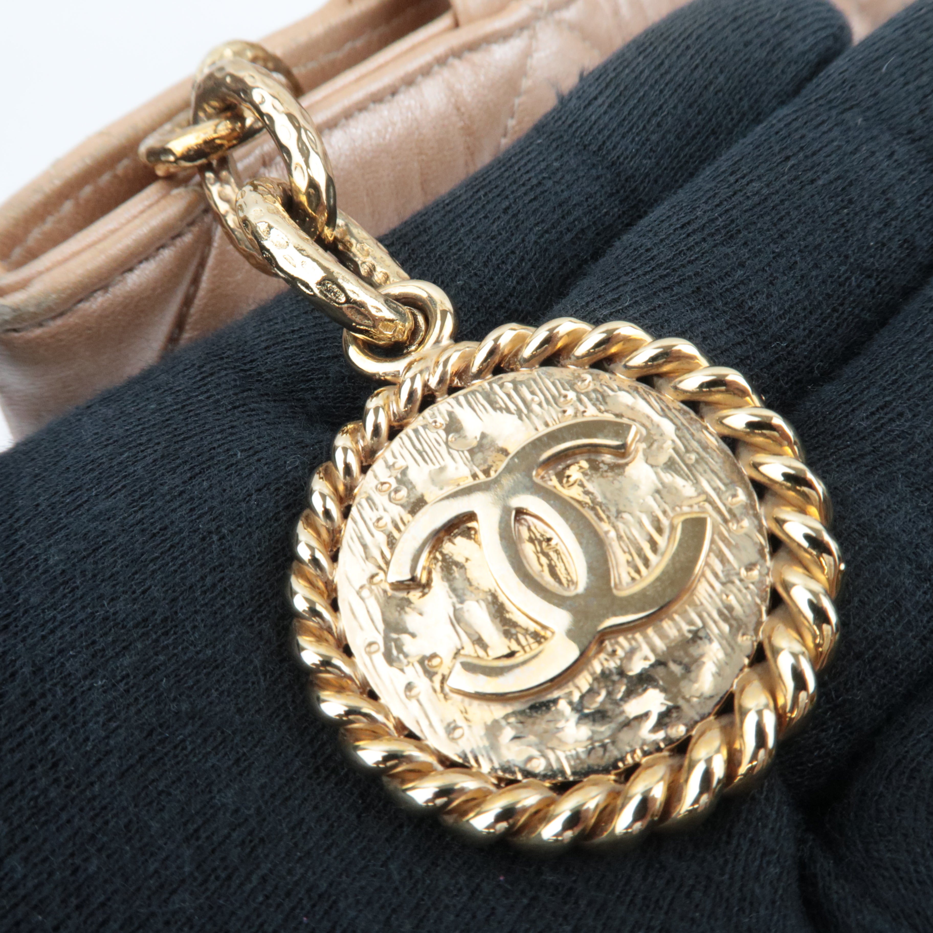 CHANEL Coco Mark Medallion Tote Bag Lambskin Champagne A01804 7505327 *G card, Dust bag