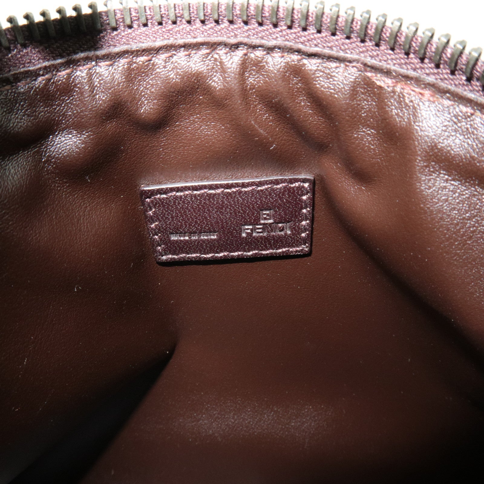 Fendi Zucchino Canvas Leather Mini Handbag Pouch Beige 8N0001