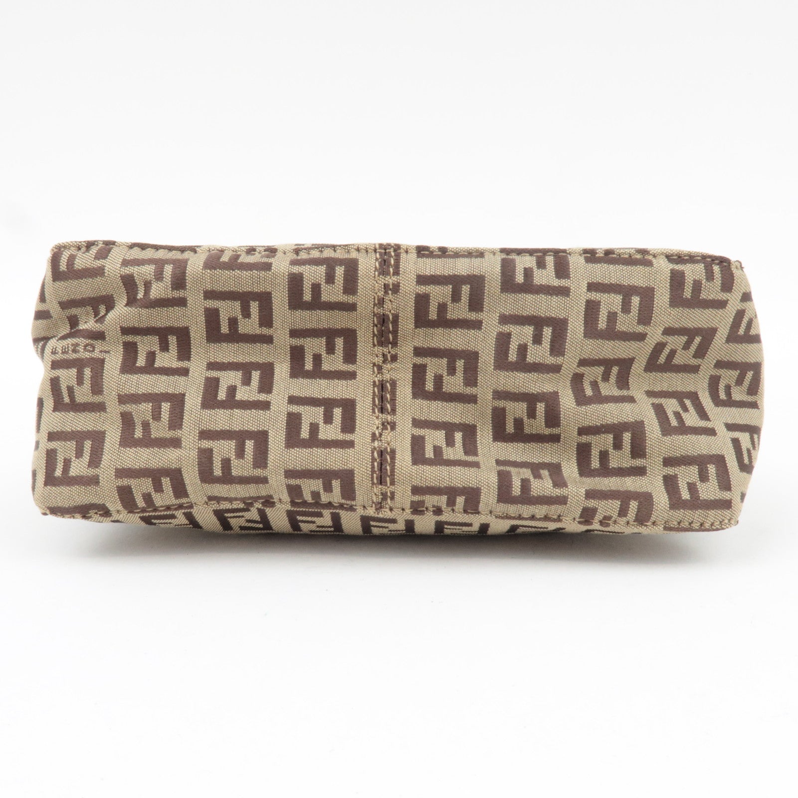 Fendi Zucchino Canvas Leather Mini Handbag Pouch Beige 8N0001