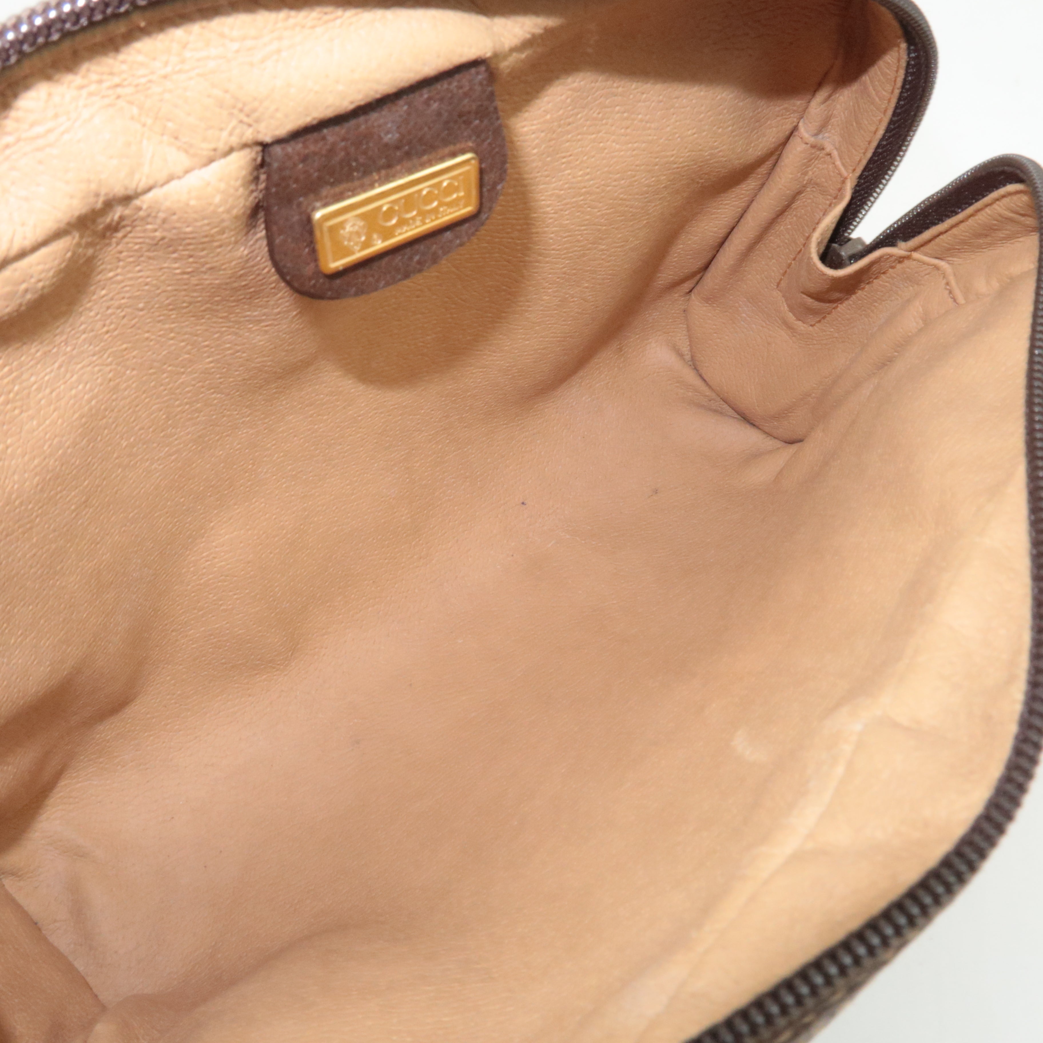 GUCCI GG Plus Leather Clutch Bag Beige Brown 014.89.0194