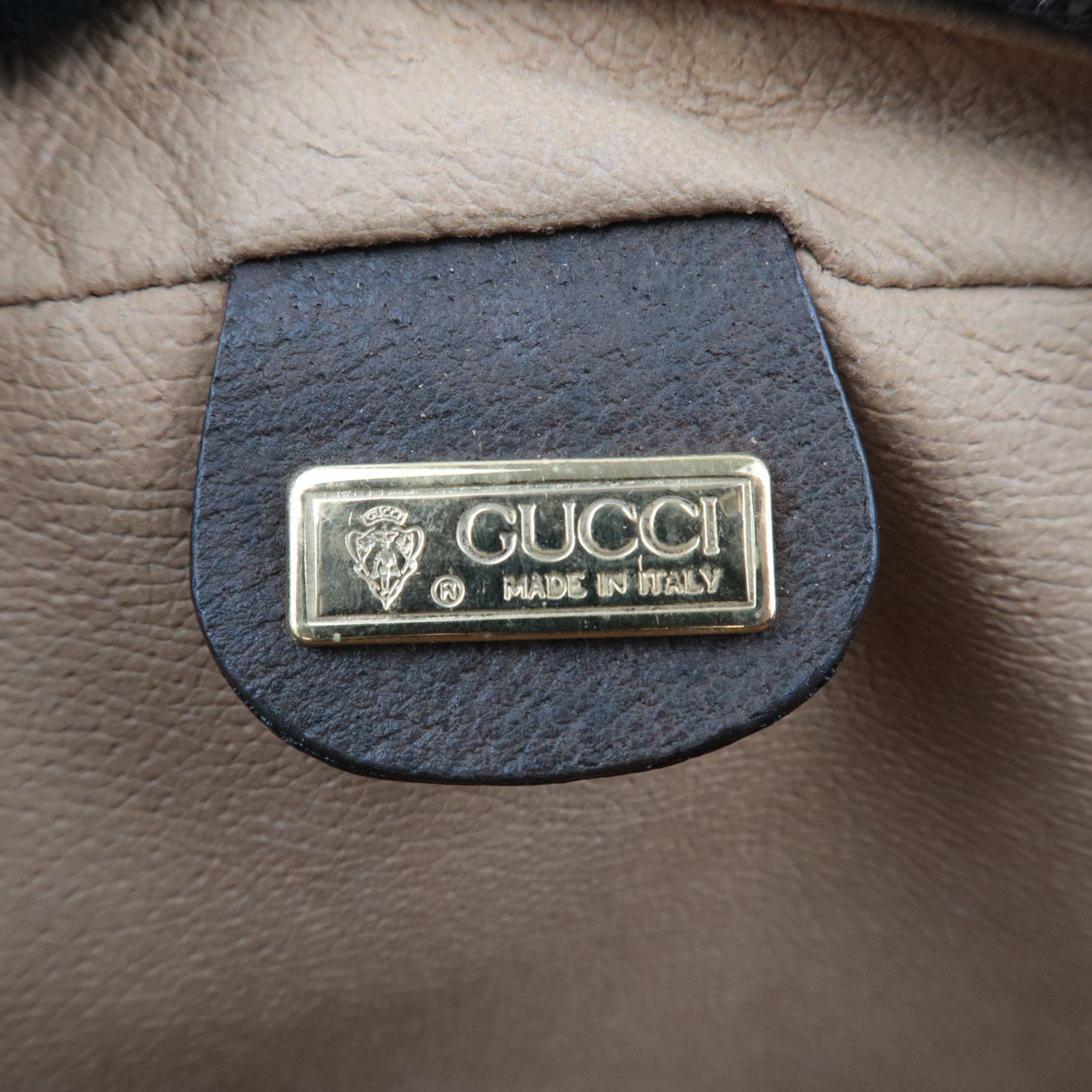 GUCCI GG Plus Leather Clutch Bag Beige Brown 014.89.0194