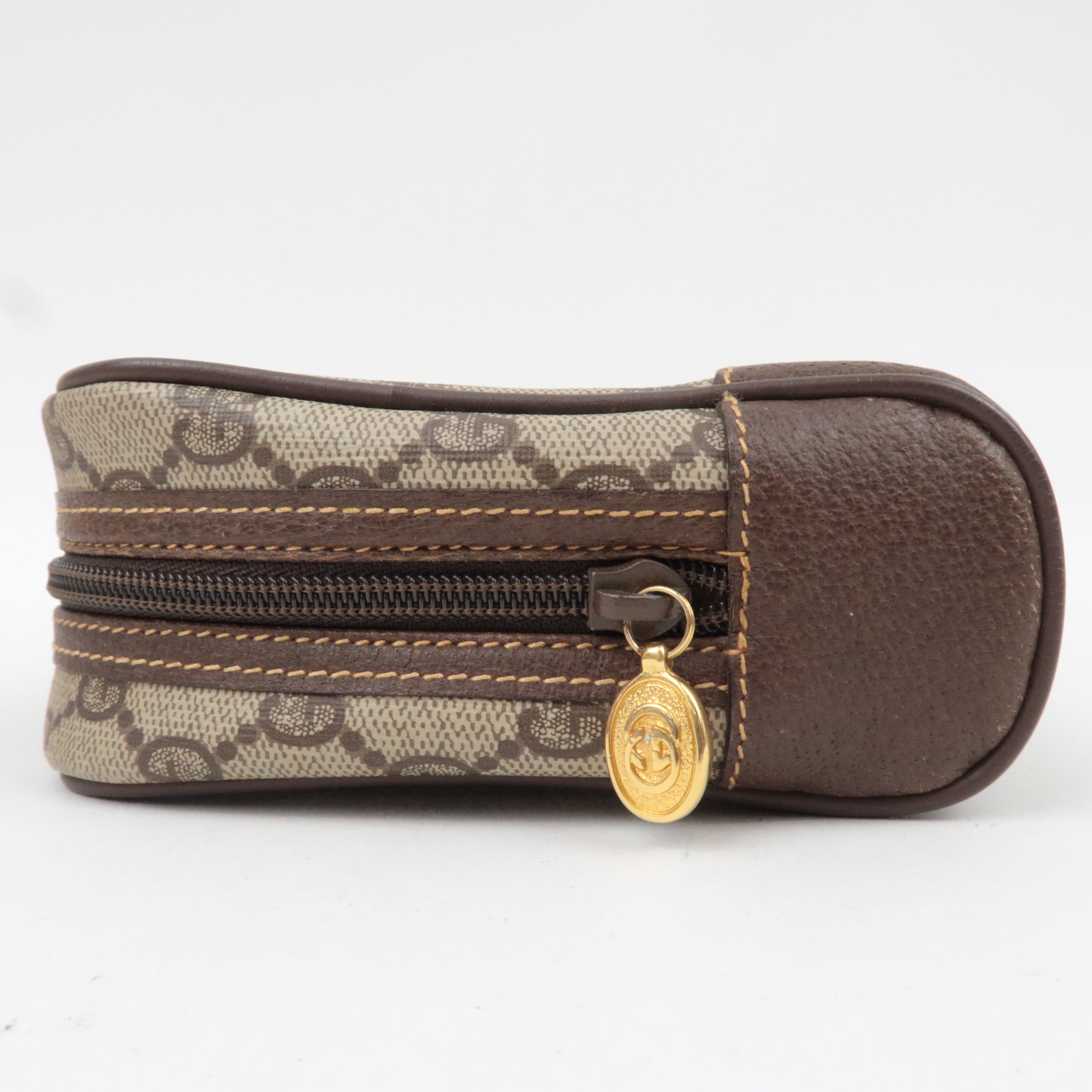 GUCCI GG Plus Leather Clutch Bag Beige Brown 014.89.0194