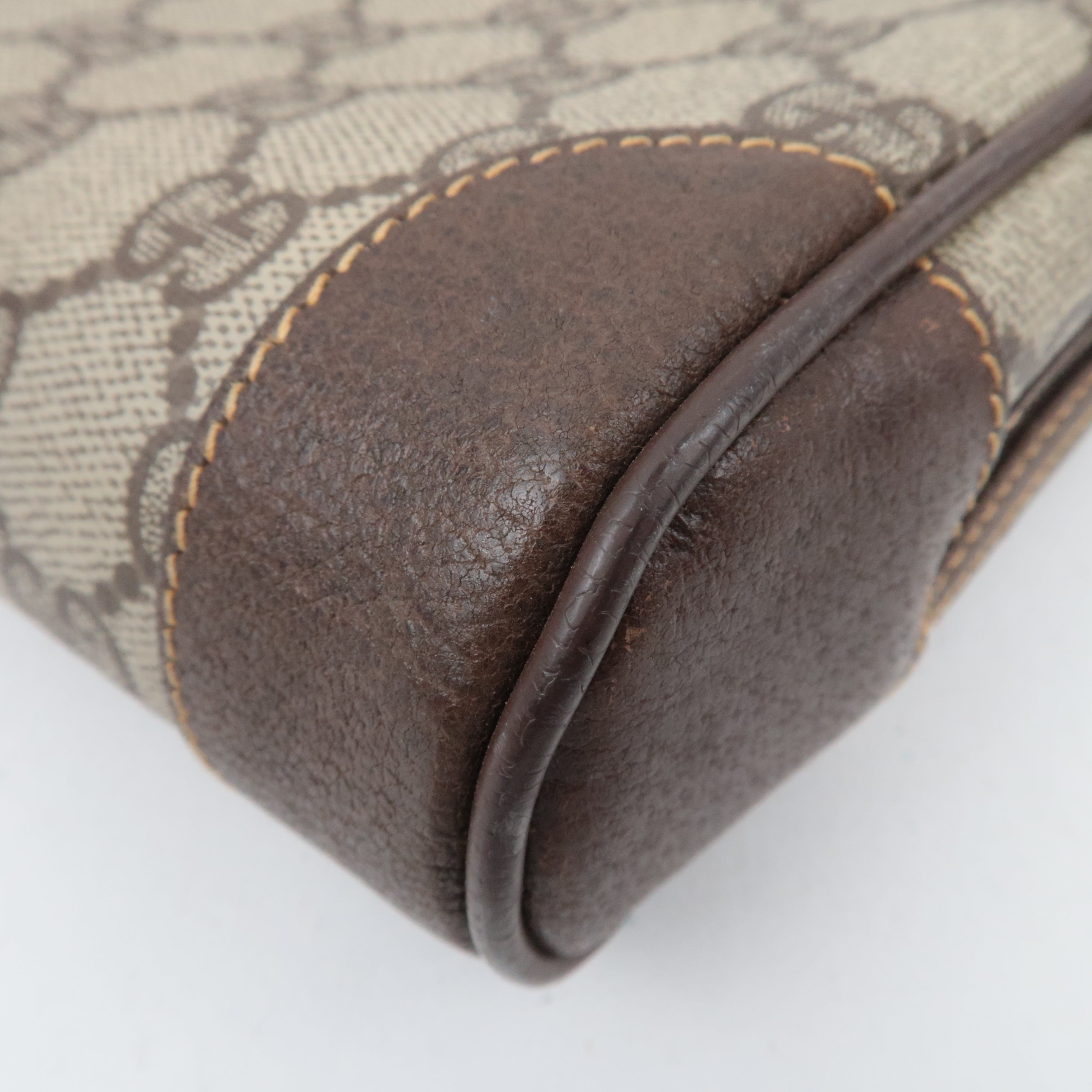 GUCCI GG Plus Leather Clutch Bag Beige Brown 014.89.0194