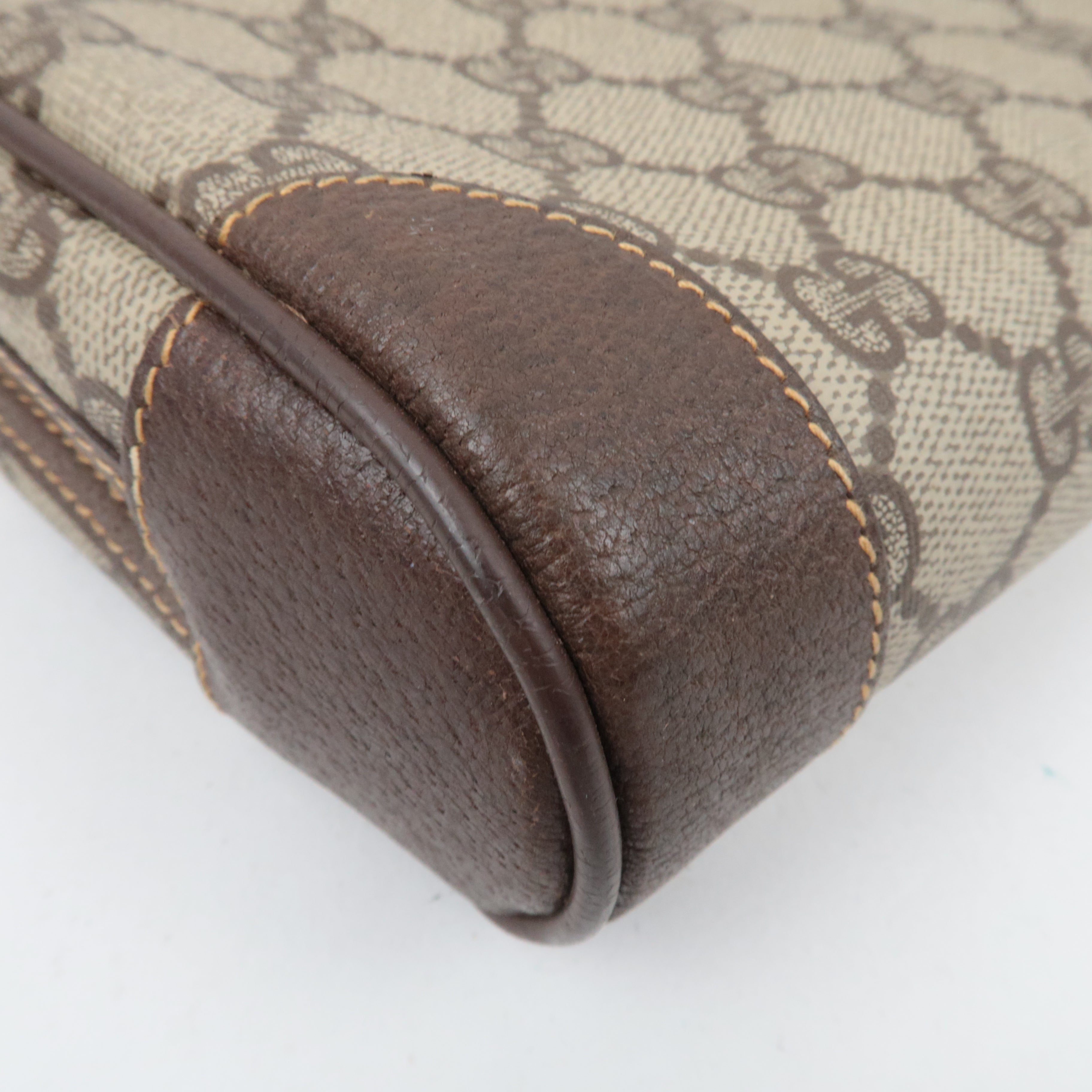 GUCCI GG Plus Leather Clutch Bag Beige Brown 014.89.0194