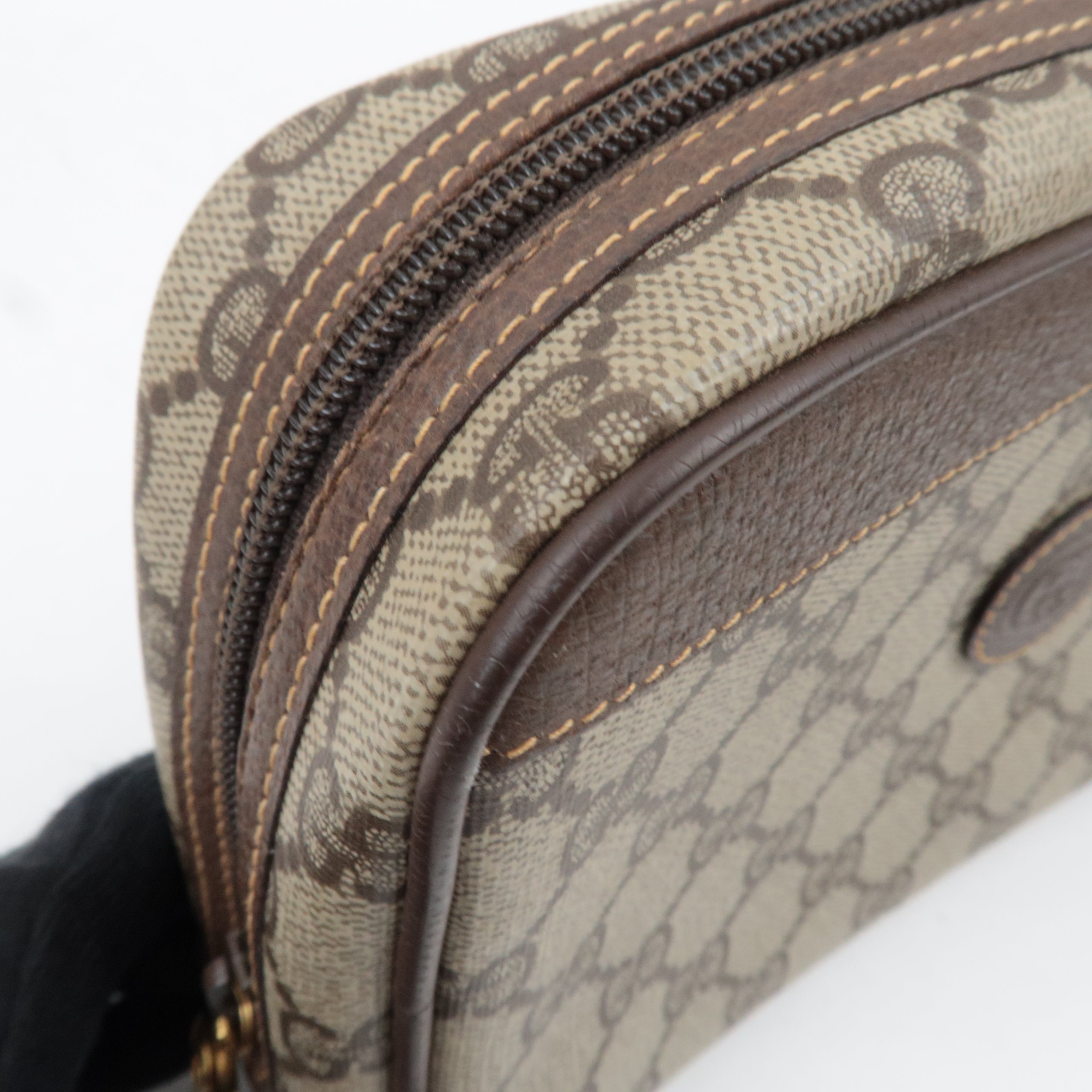 GUCCI GG Plus Leather Clutch Bag Beige Brown 014.89.0194