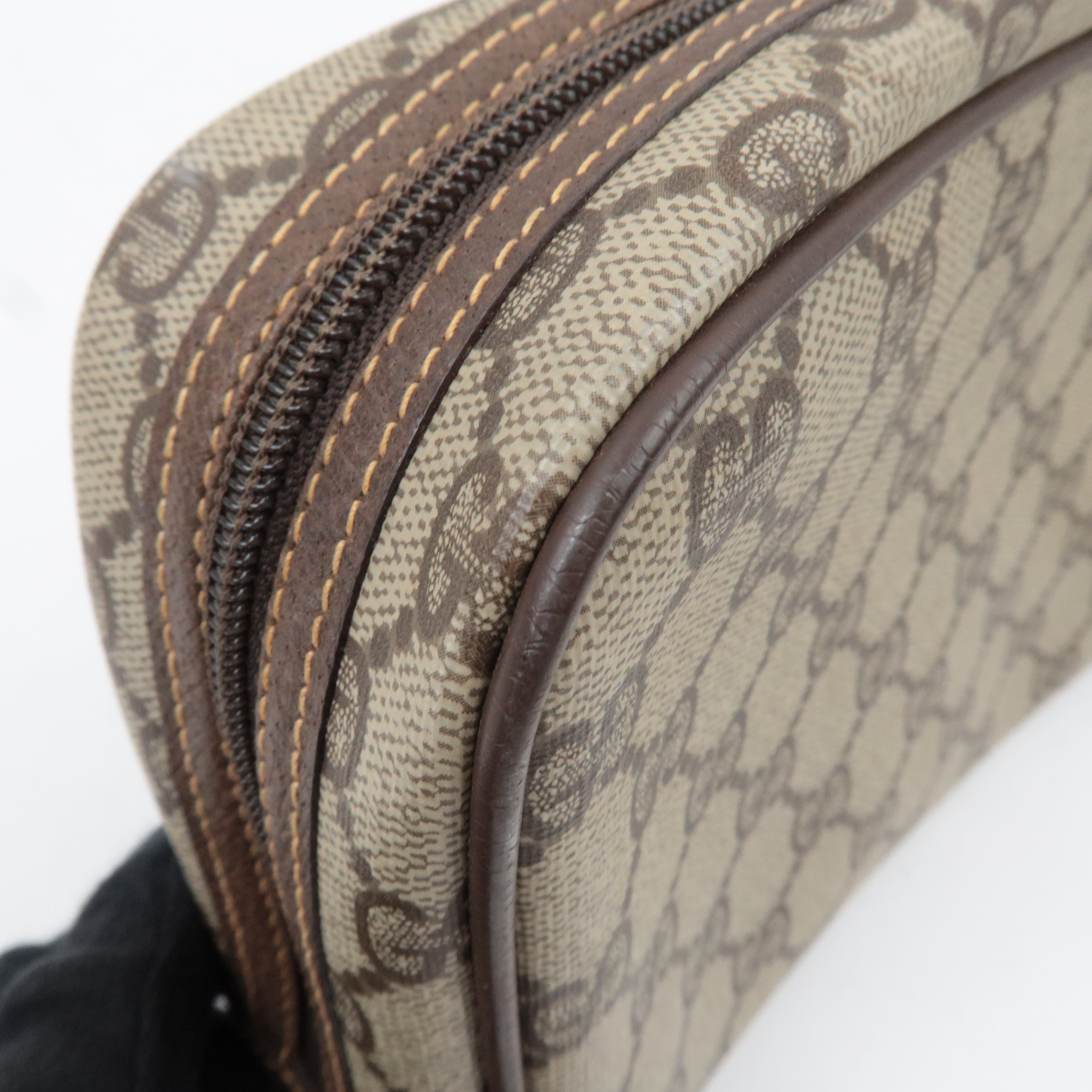 GUCCI GG Plus Leather Clutch Bag Beige Brown 014.89.0194