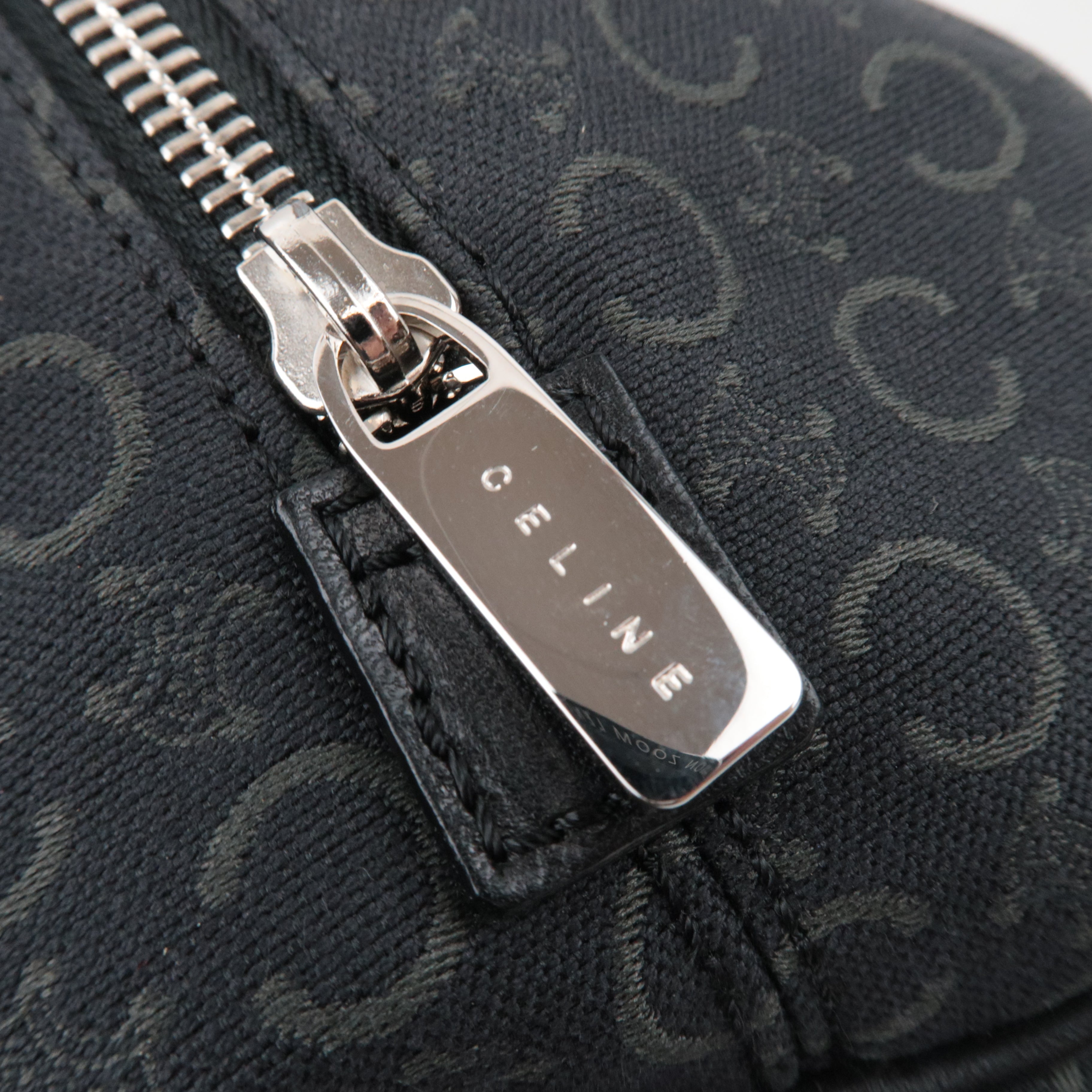 CELINE C Macadam Canvas Leather Mini Boston Bag Black