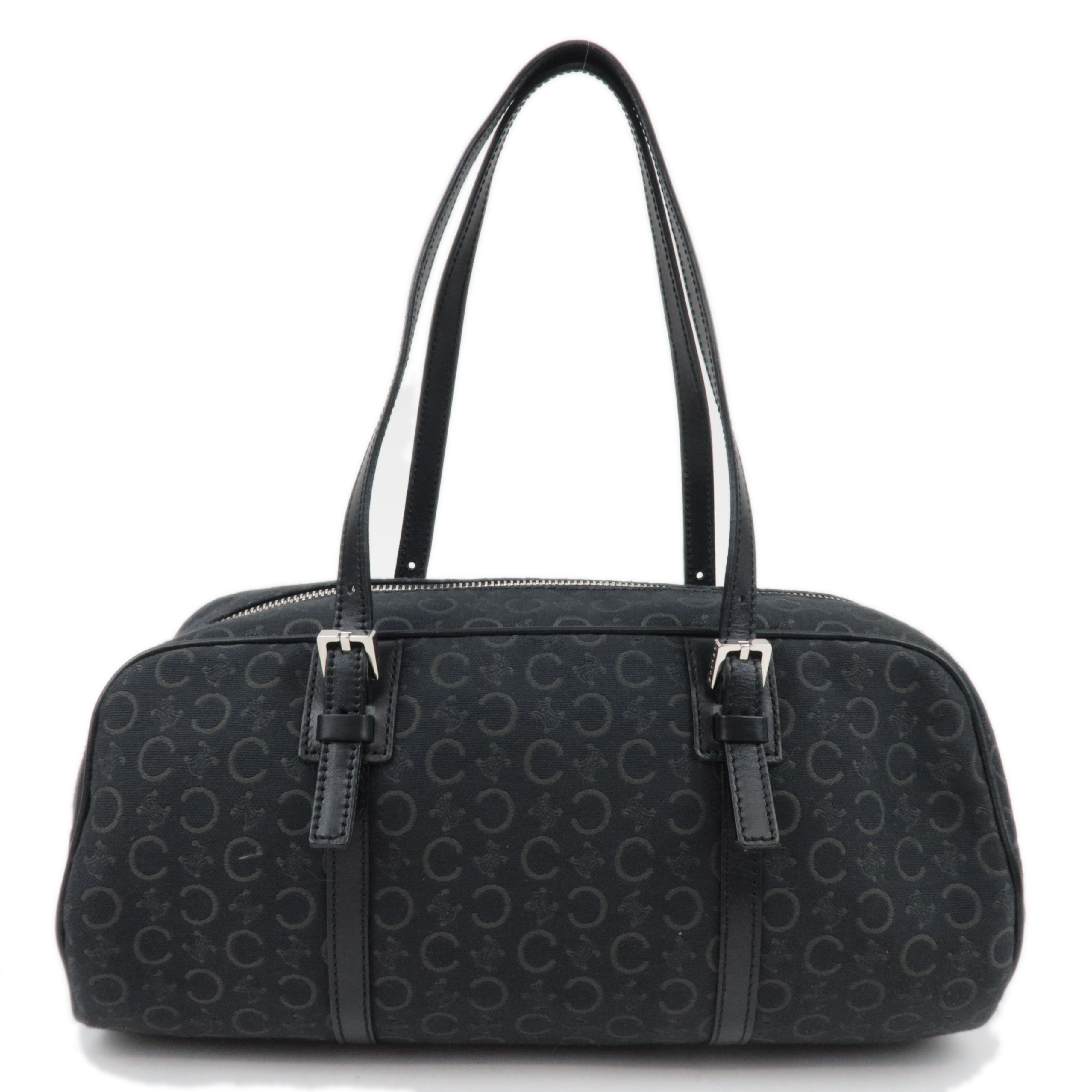 CELINE C Macadam Canvas Leather Mini Boston Bag Black83935