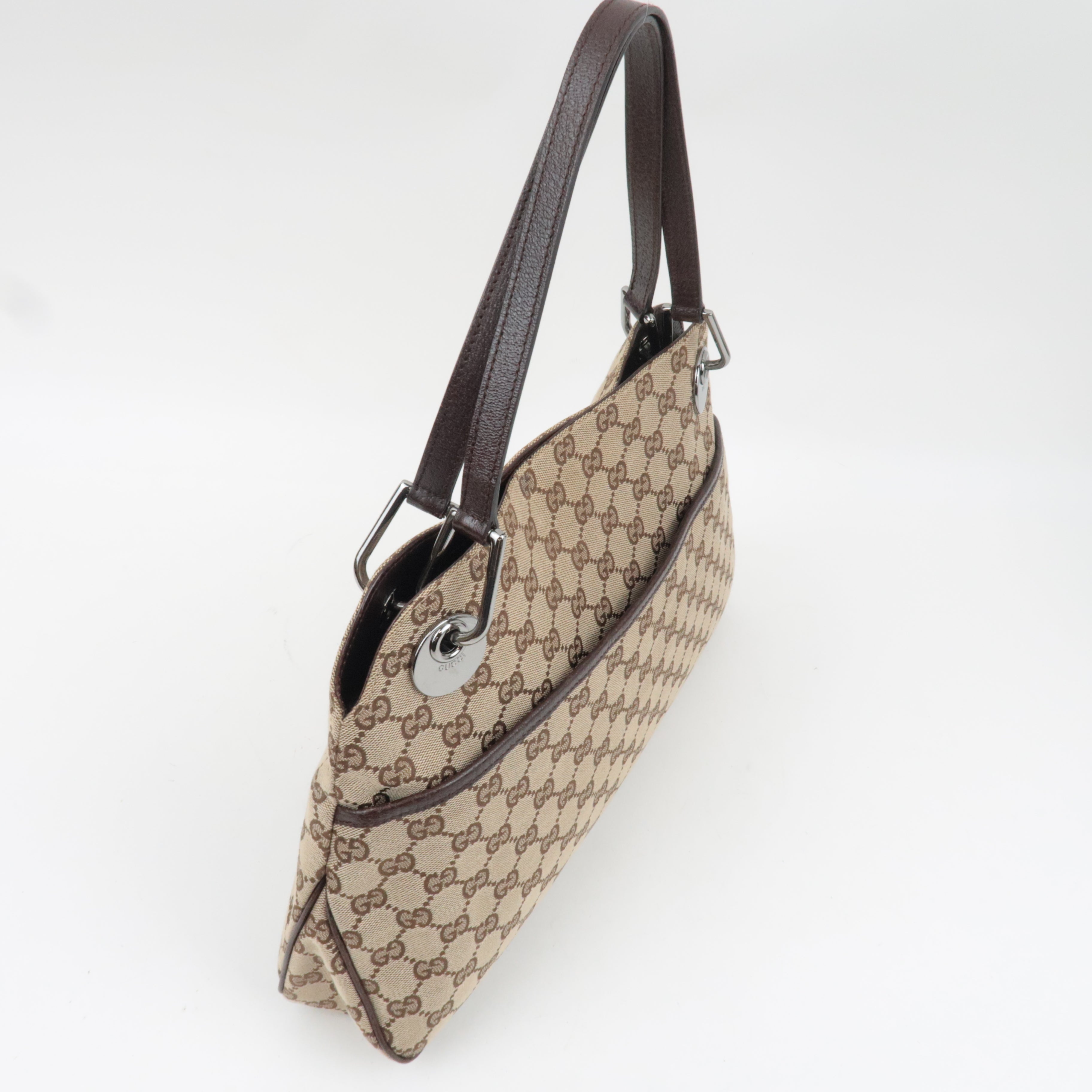 GUCCI GG Canvas Leathe Tote Bag Beige Brown 121023 *Dust bag