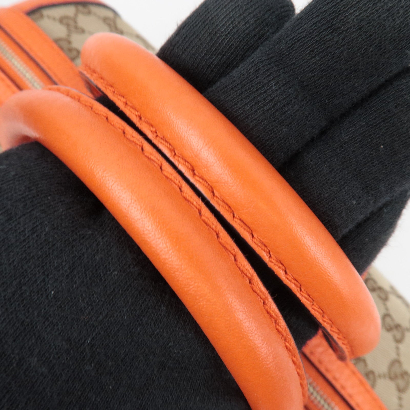 GUCCI Sherry GG Canvas Leather 2Way Boston Bag Beige Orange 247205 *Strap