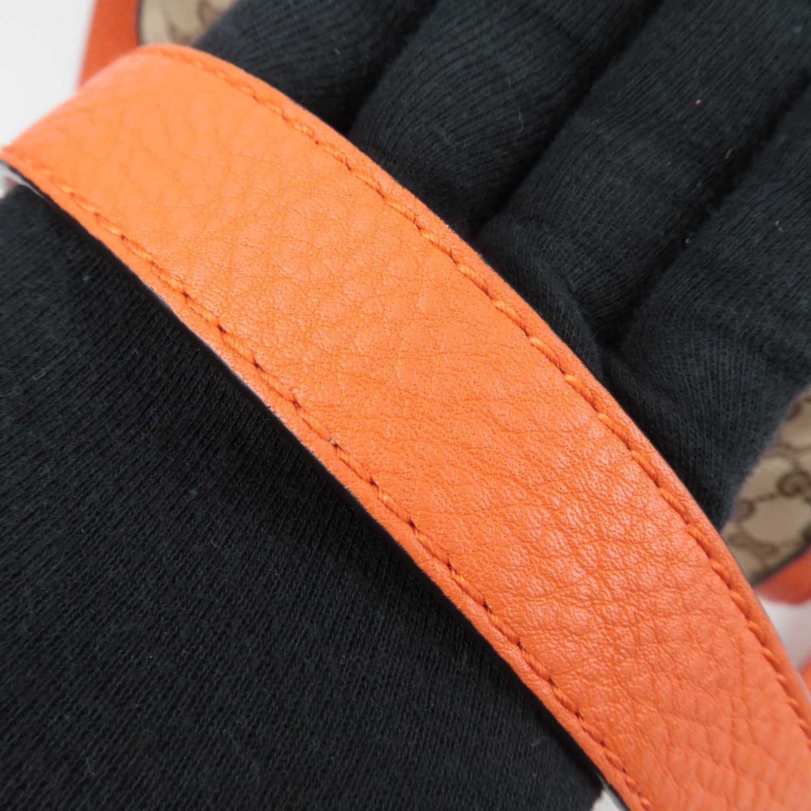 GUCCI Sherry GG Canvas Leather 2Way Boston Bag Beige Orange 247205 *Strap