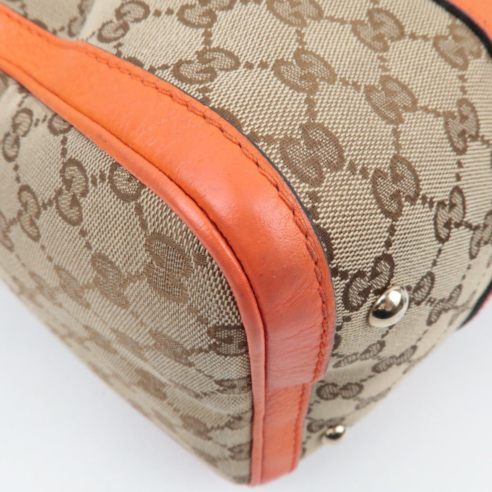 GUCCI Sherry GG Canvas Leather 2Way Boston Bag Beige Orange 247205 *Strap