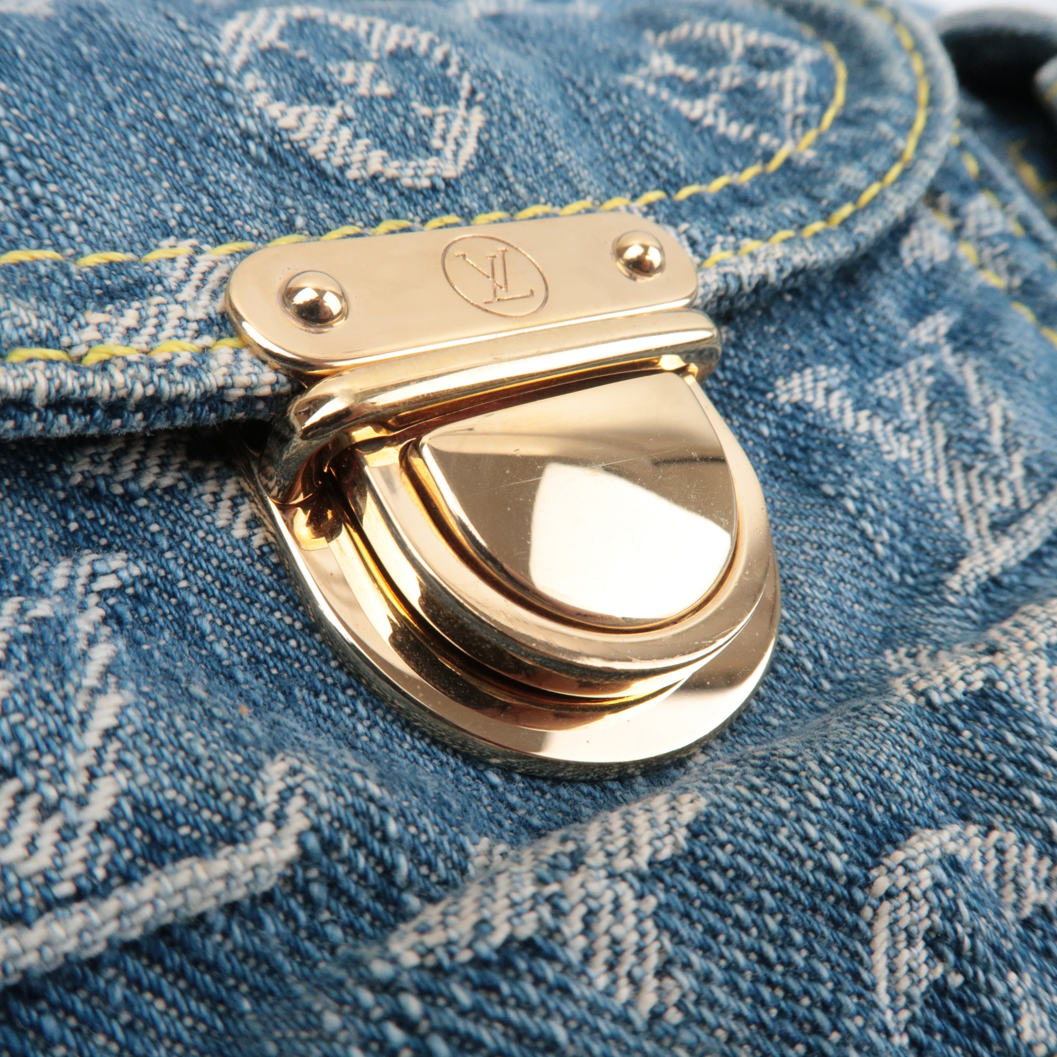 Louis Vuitton Monogram Denim Baggy GM Shoulder Bag Blue M95048 FL0056, TH0096 *Long strap