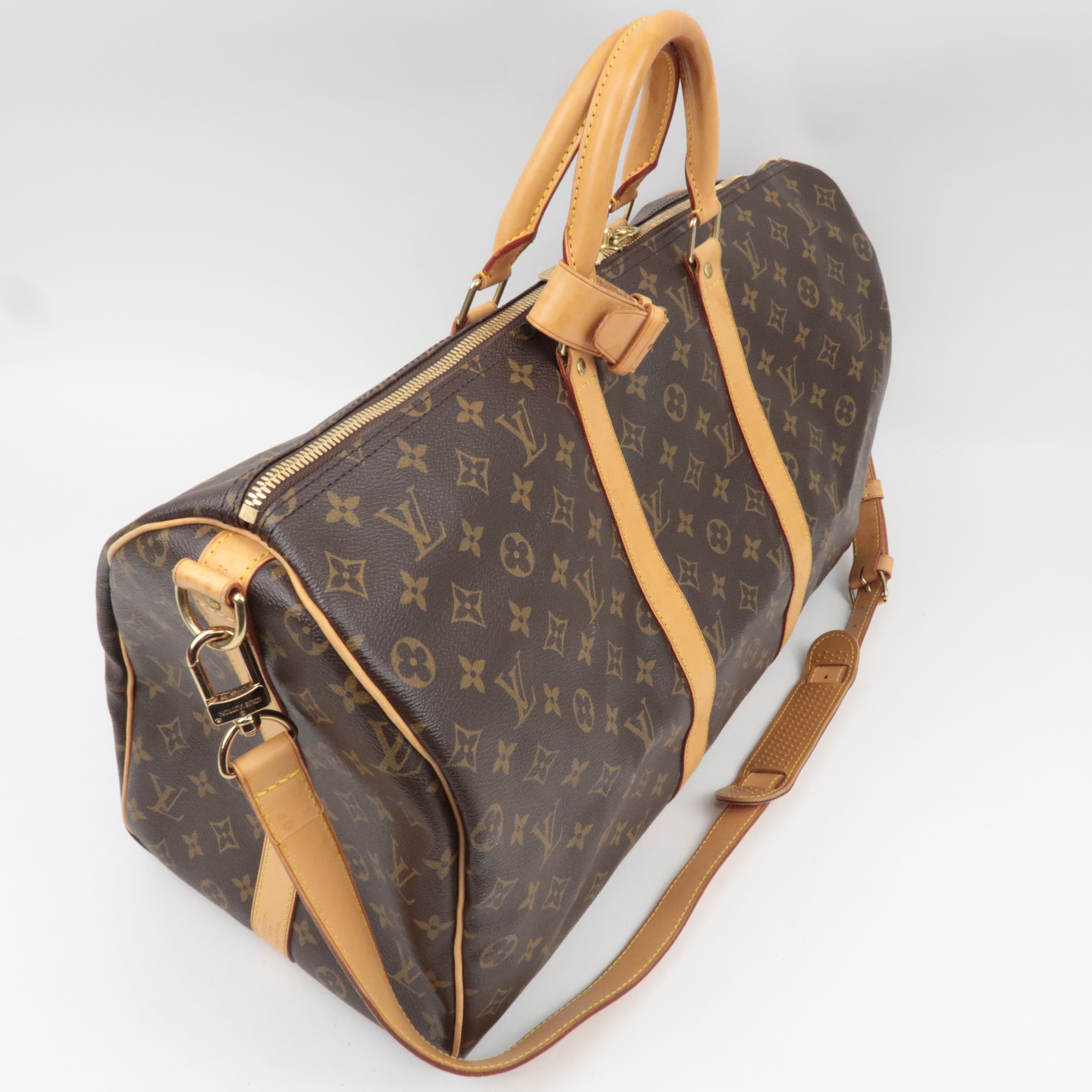 Louis Vuitton Monogram Keepall Bandouliere 50 Travel Bag M41416 MB1024 *Strap, Poignet