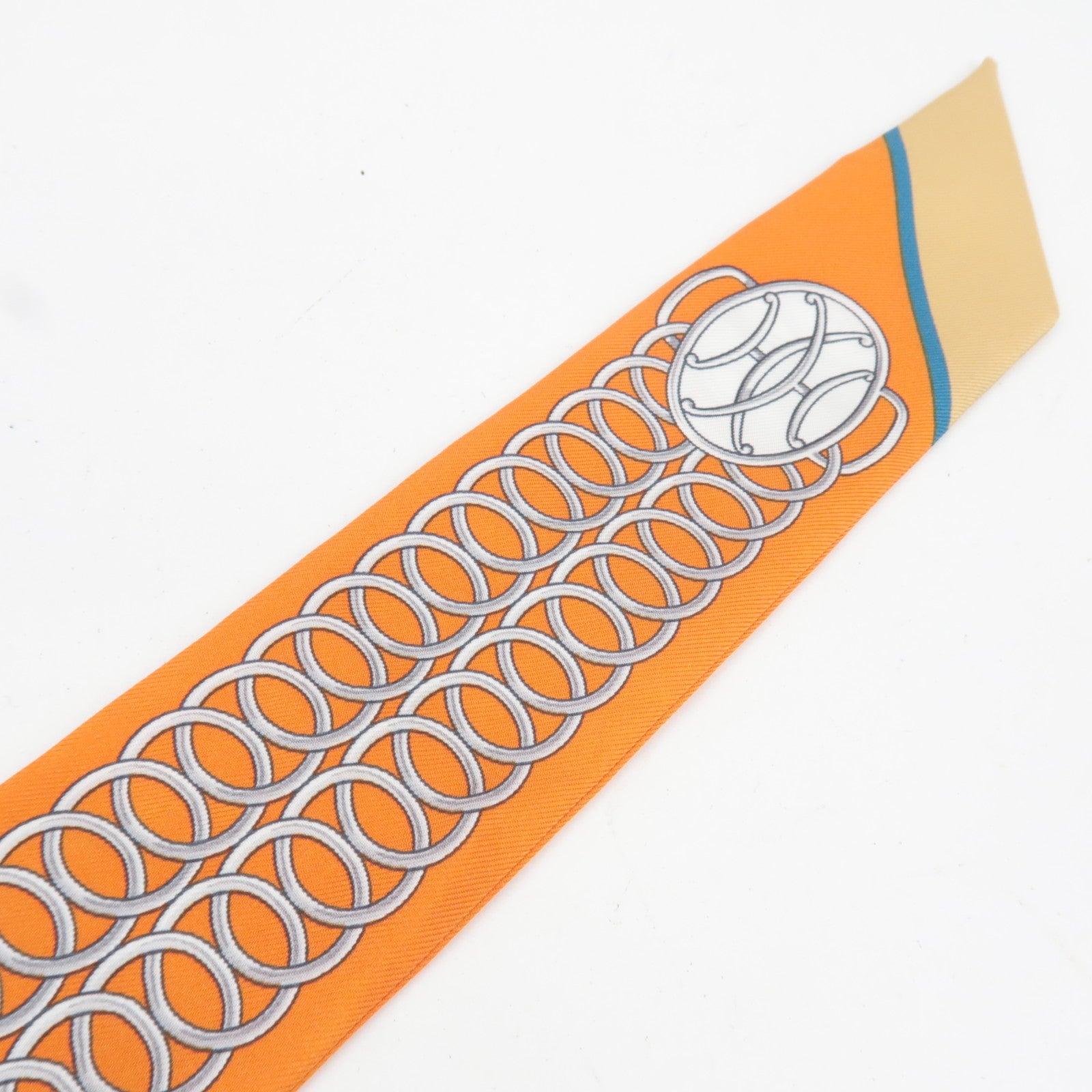 HERMES Twilly Scarf Lift Profile 100% Silk Orange