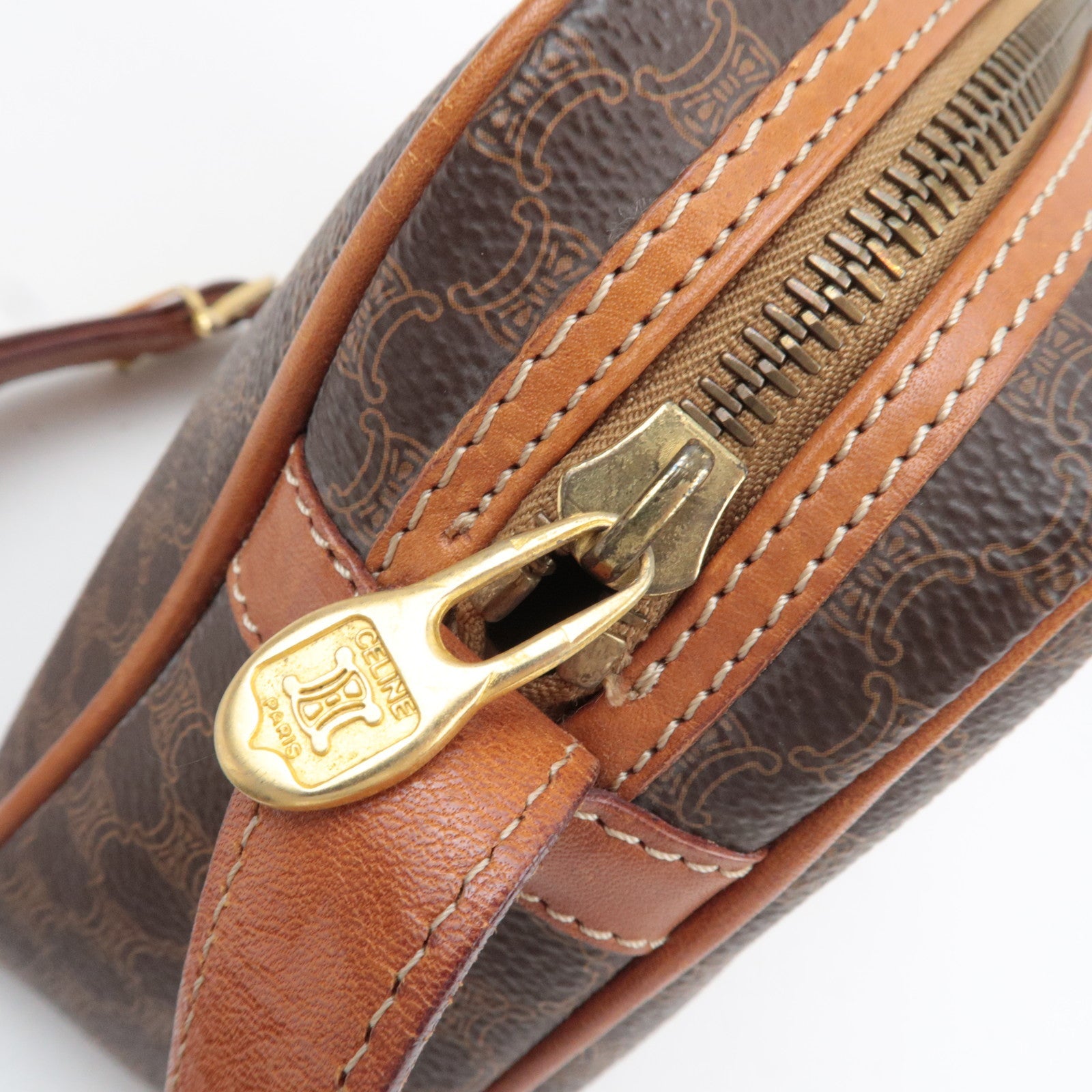 CELINE Macadam PVC Leather Shoulder Bag Brown