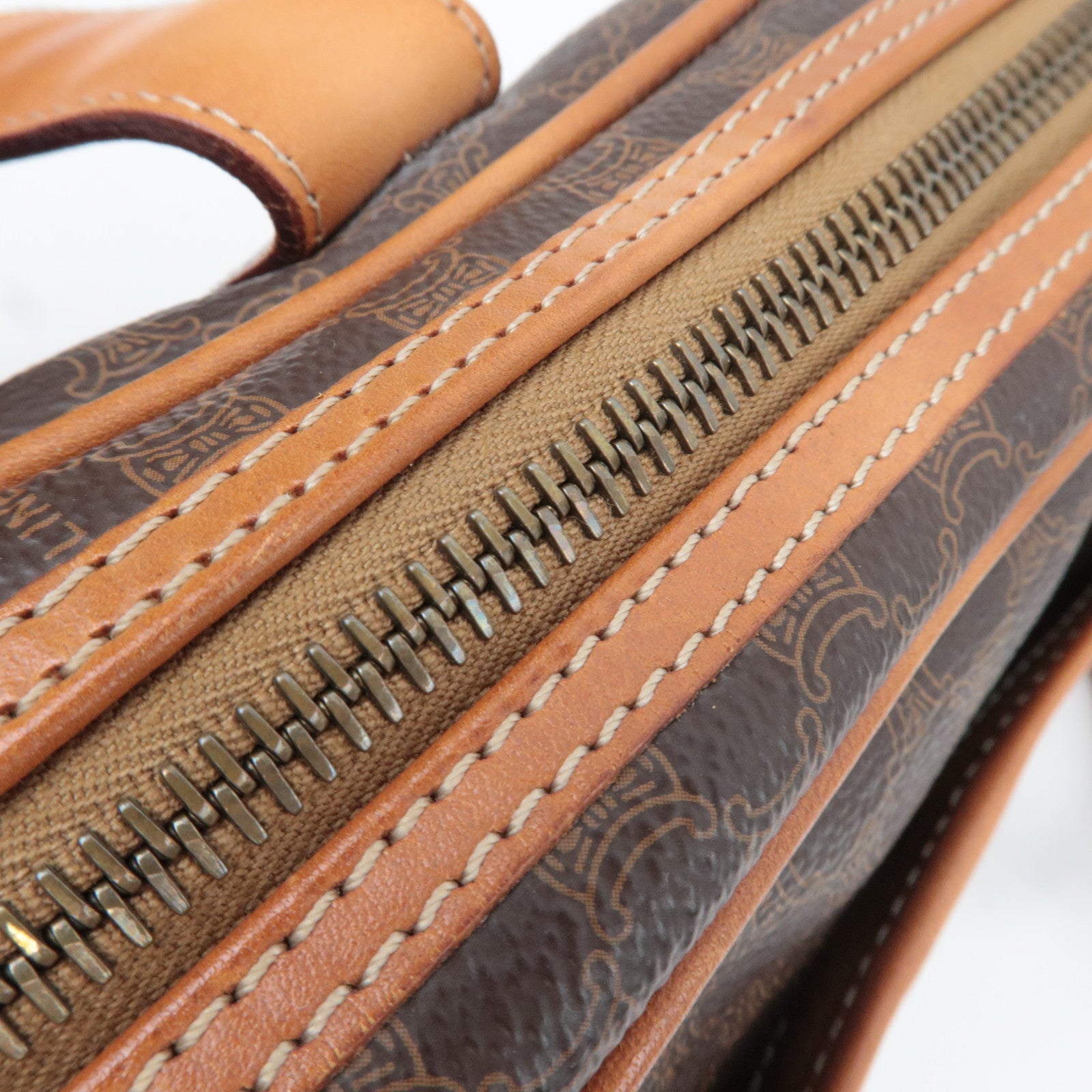 CELINE Macadam PVC Leather Shoulder Bag Brown